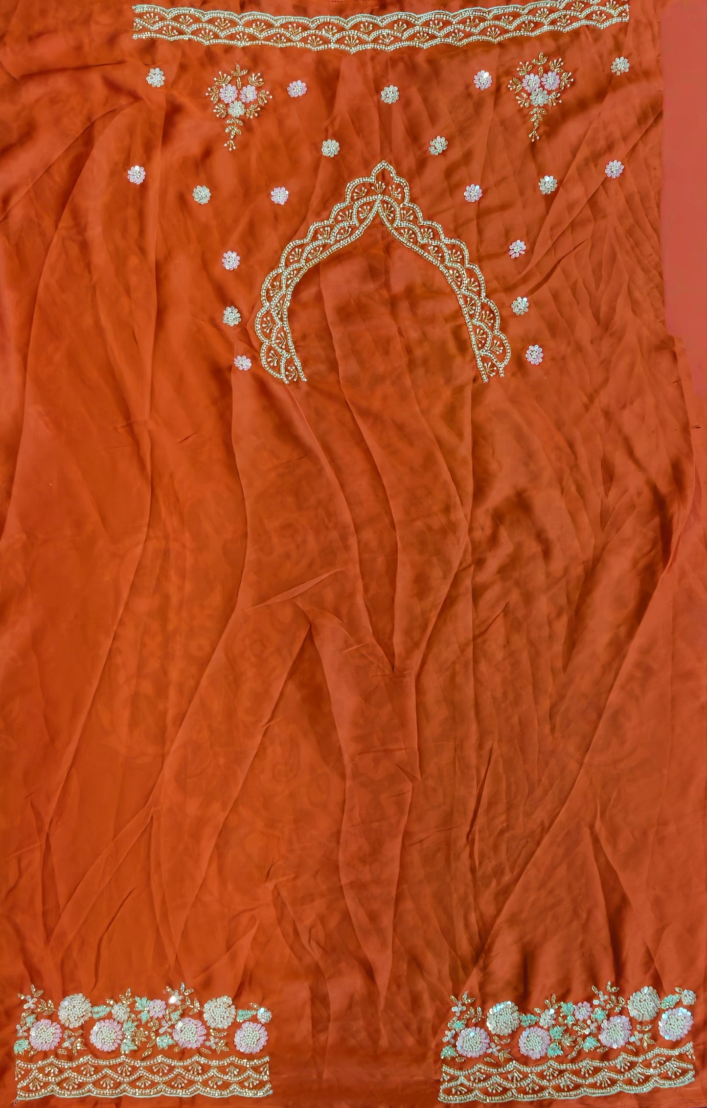Sundori Premium Satin Saree with exclusive handwork