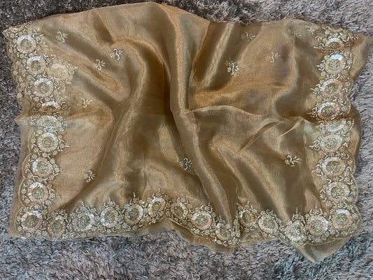 Premium hand worked tissue organza sarees