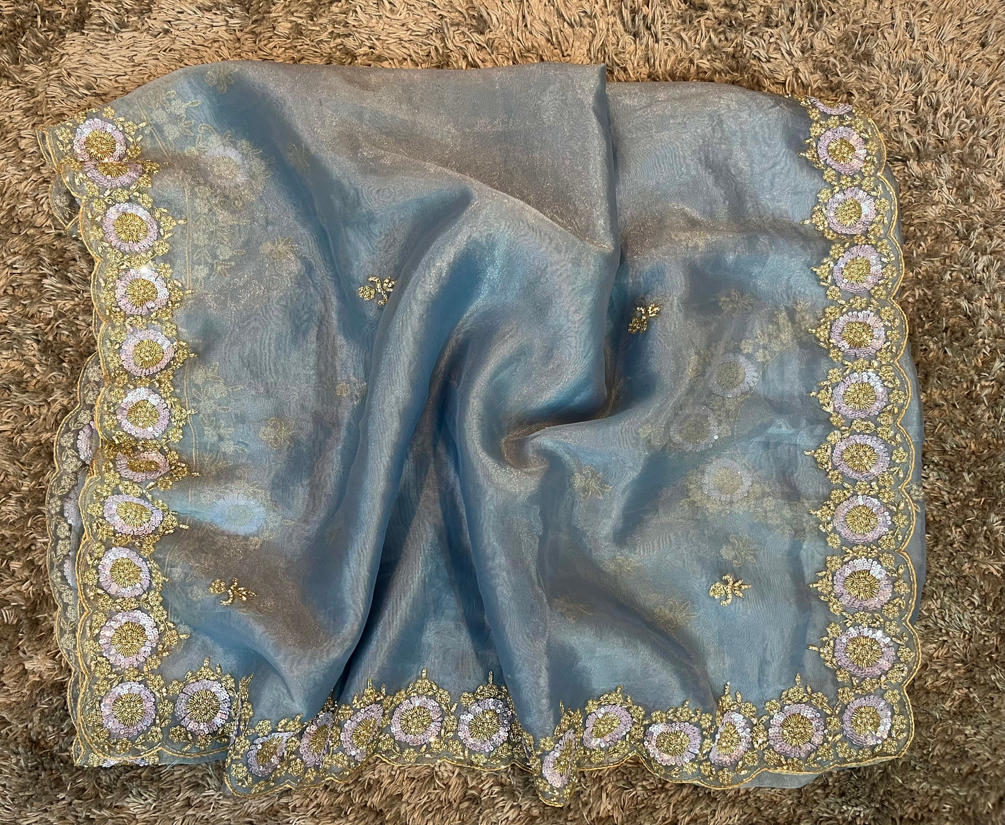 Ravina Premium hand worked tissue organza sarees