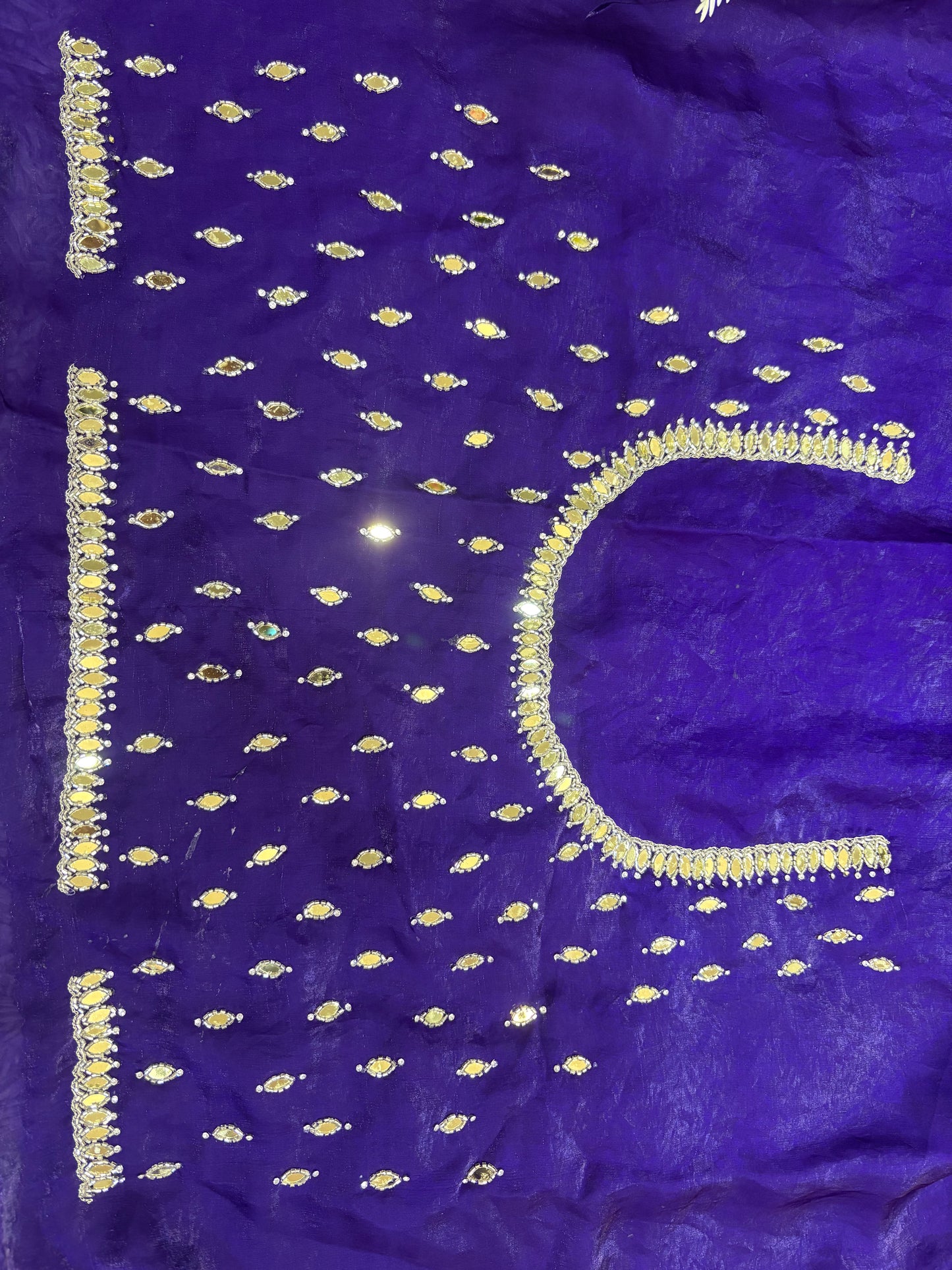 Kajal Velvet Satin Saree with Real Mirror, Cutdana & Zircon Stone Work