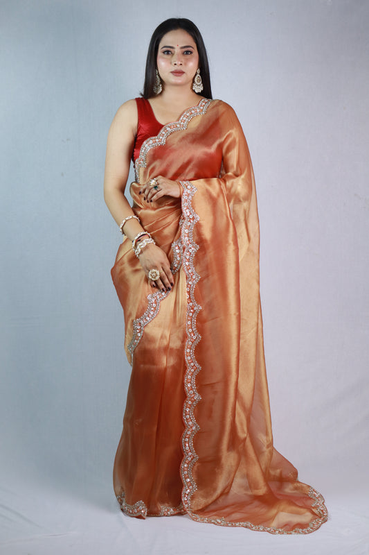 Arshi Premium Metallic Tissue Sarees