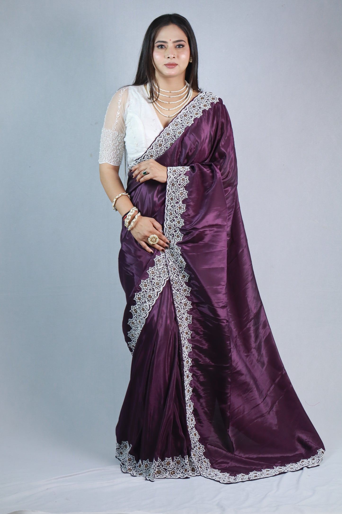 Mohini H.O. Silk Saree with Handcrafted Moti Work