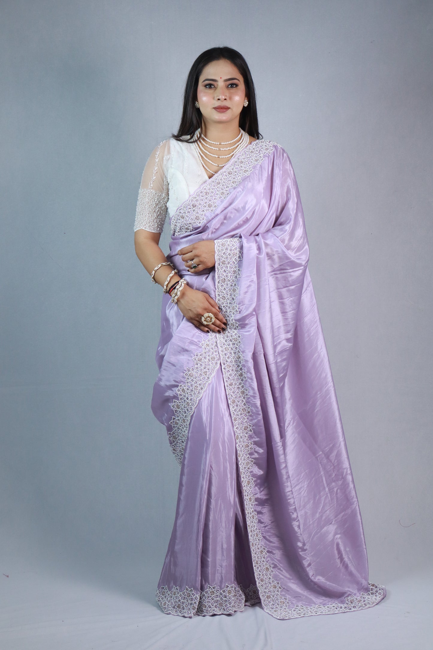Mohini H.O. Silk Saree with Handcrafted Moti Work