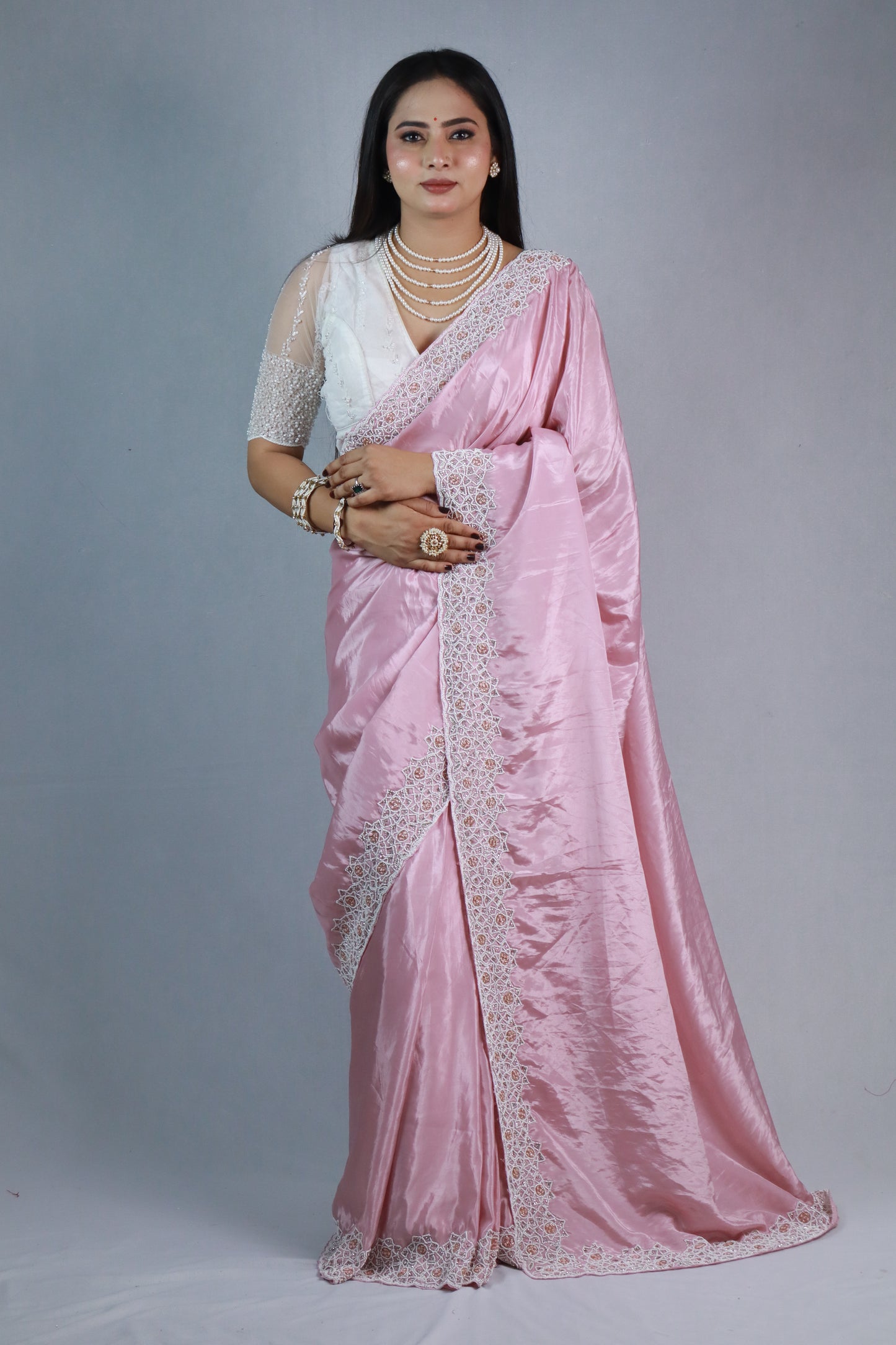 Mohini H.O. Silk Saree with Handcrafted Moti Work