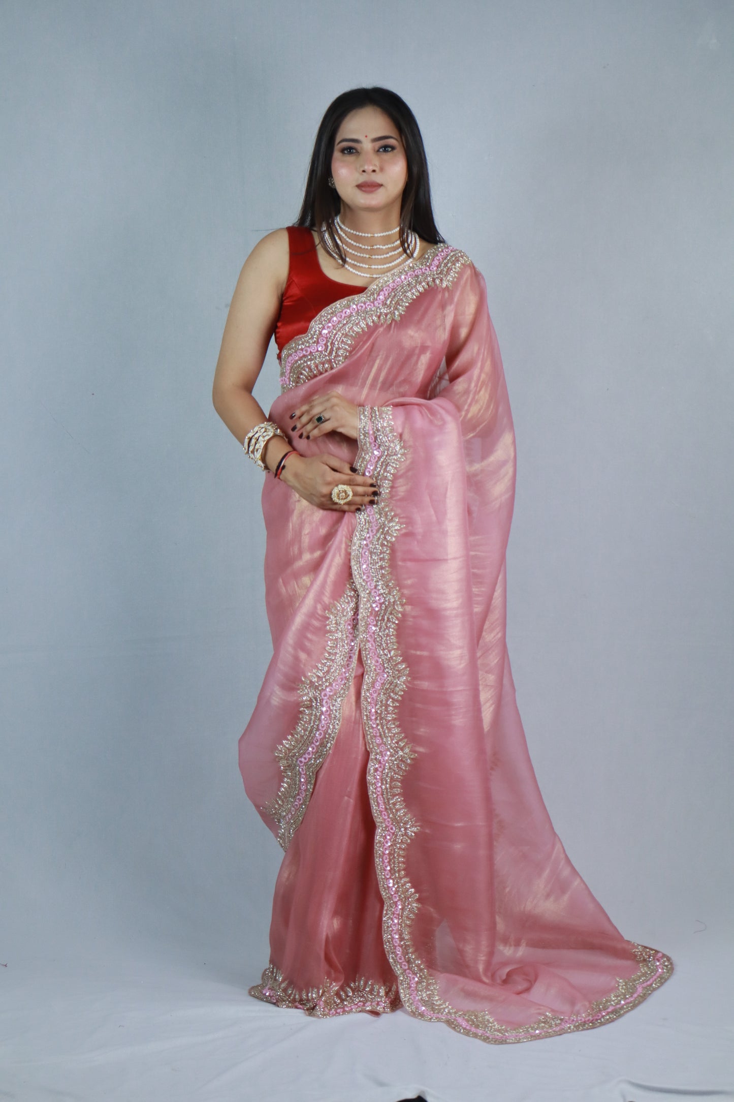 Mahi  Handworked Pure Tissue Saree