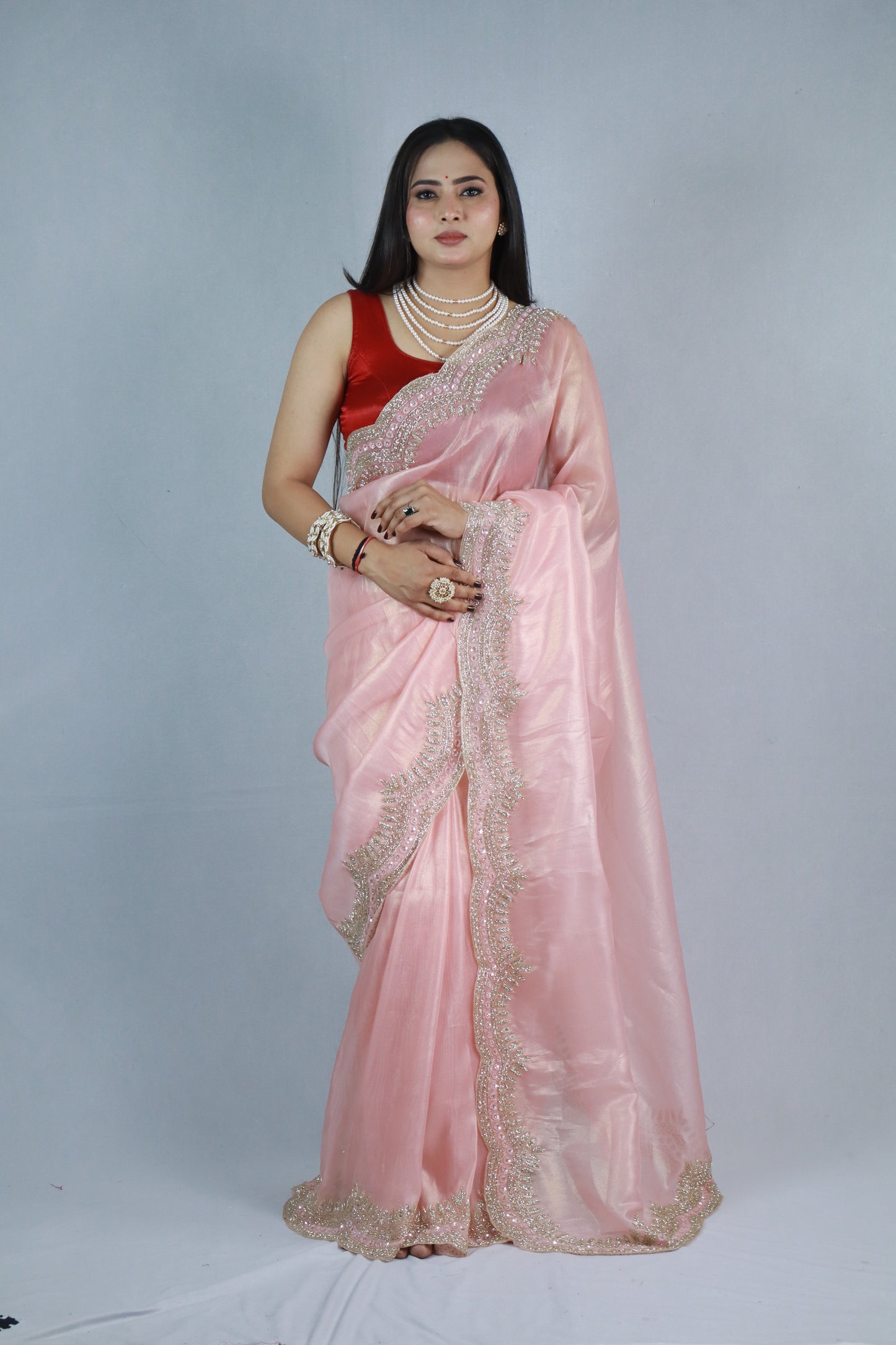 Mahi  Handworked Pure Tissue Saree