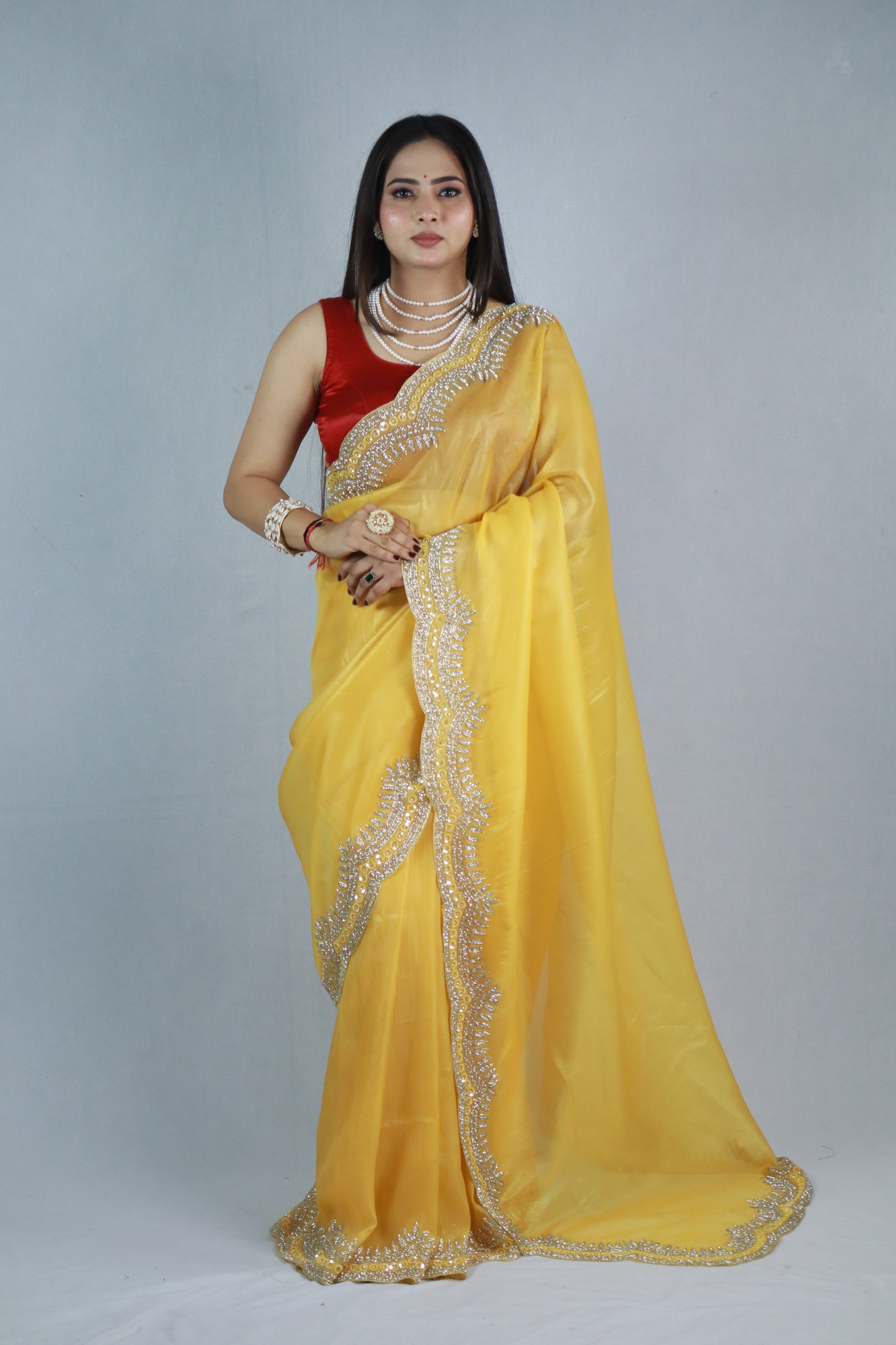 Mahi  Handworked Pure Tissue Saree