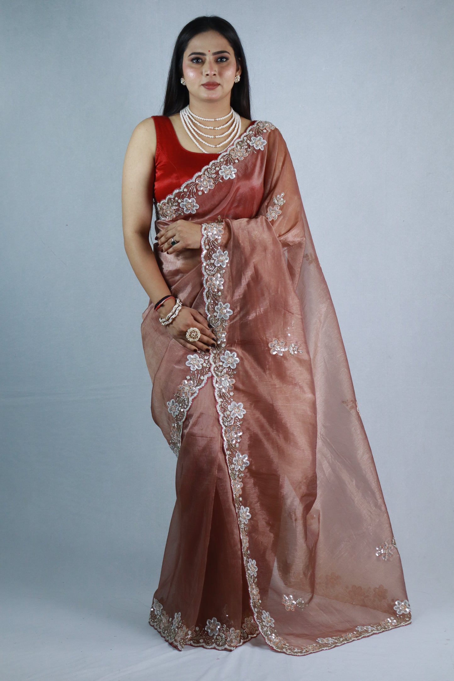 Palak Handworked Premium Tissue Saree