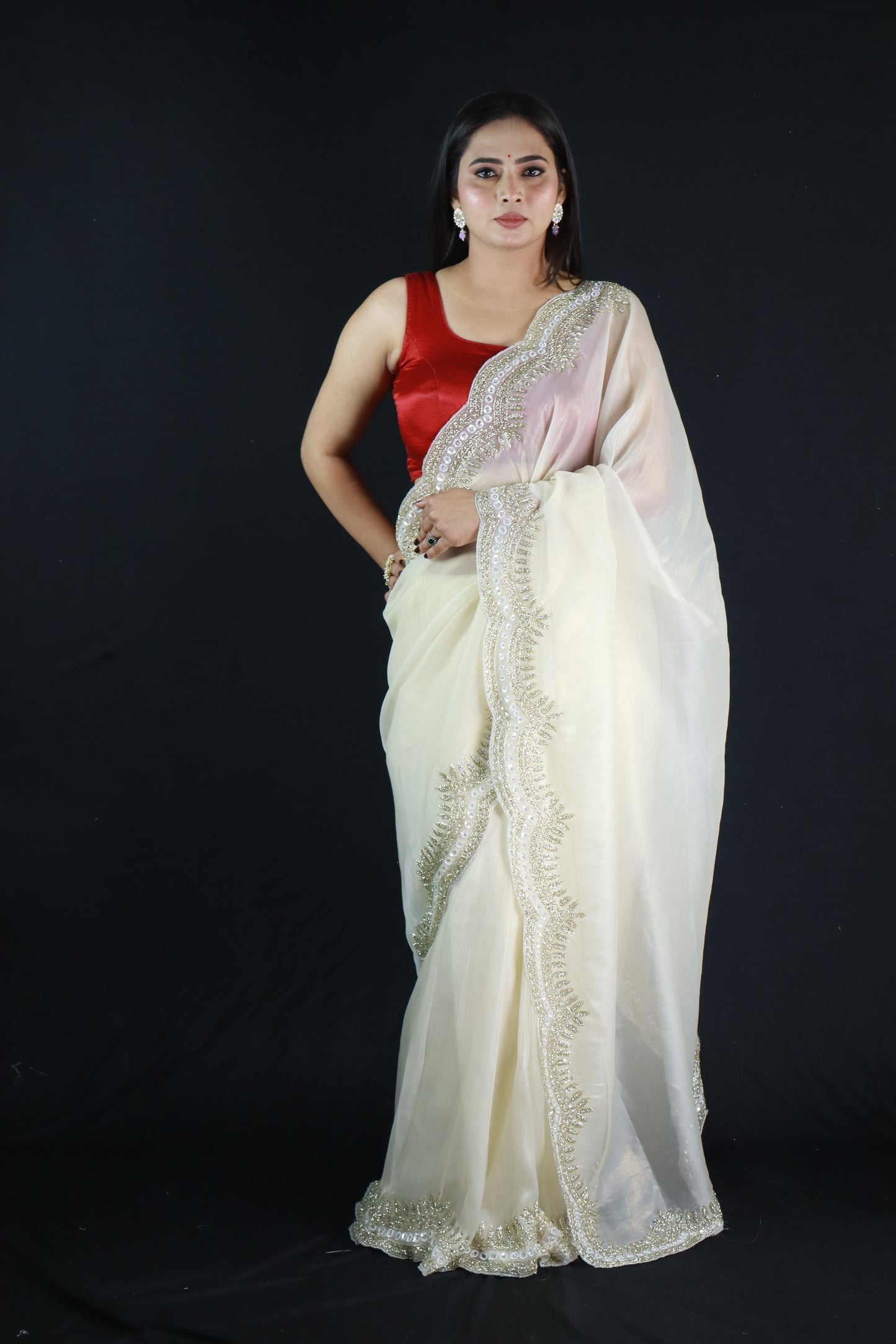 Mahi  Handworked Pure Tissue Saree
