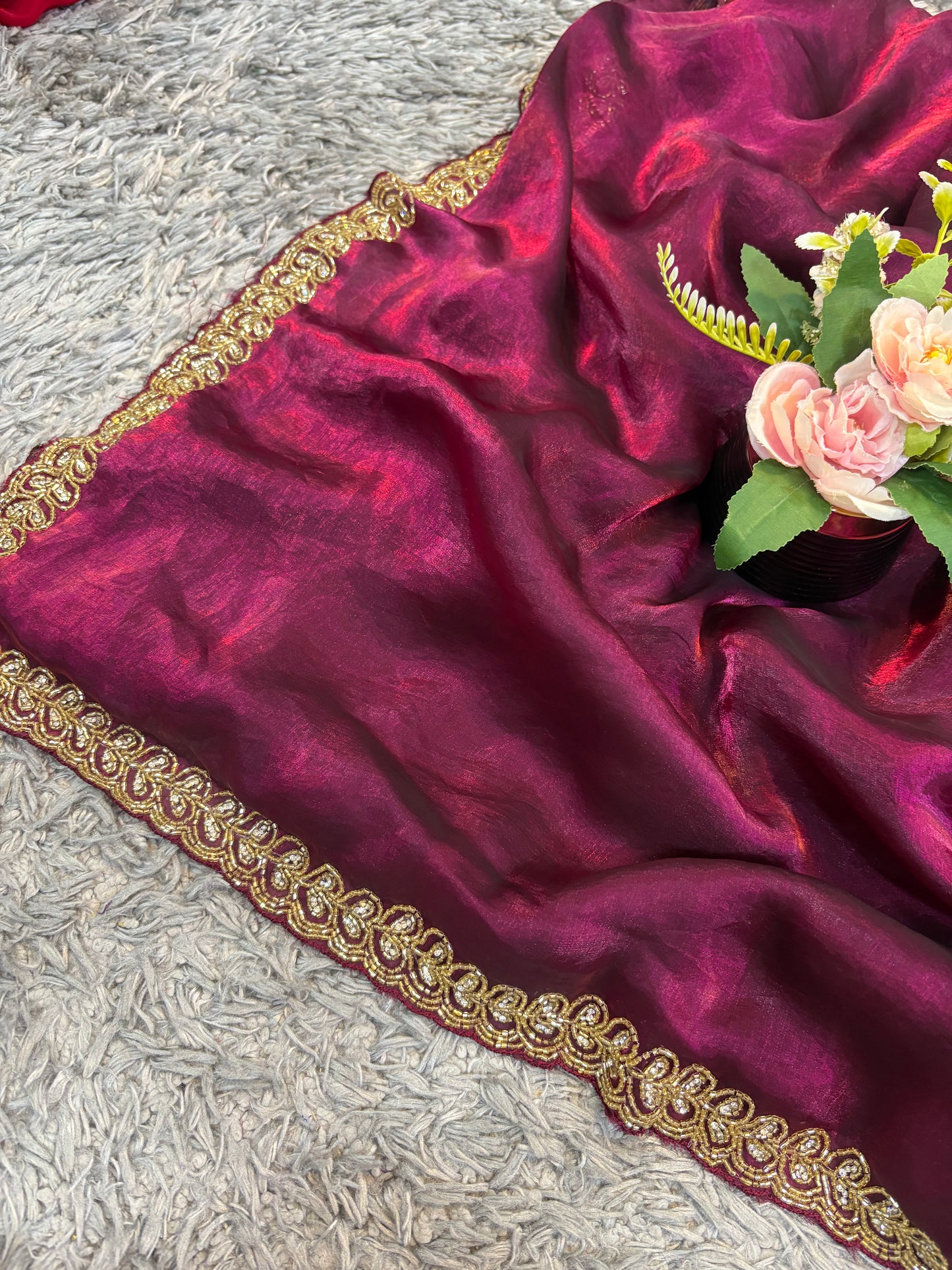 Vika Velvet Satin Saree