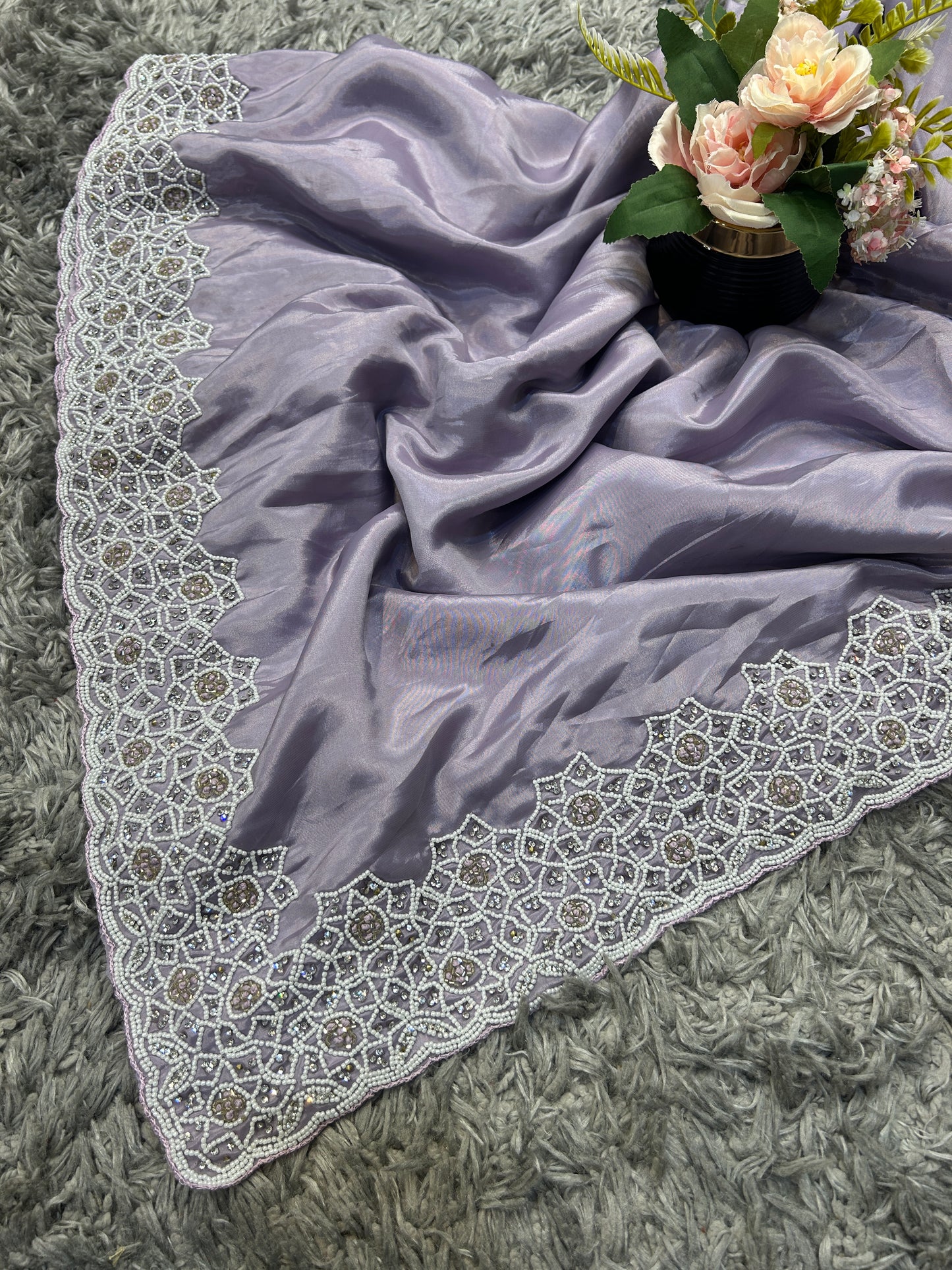 Pure HO Silk with Handcrafted Moti Work