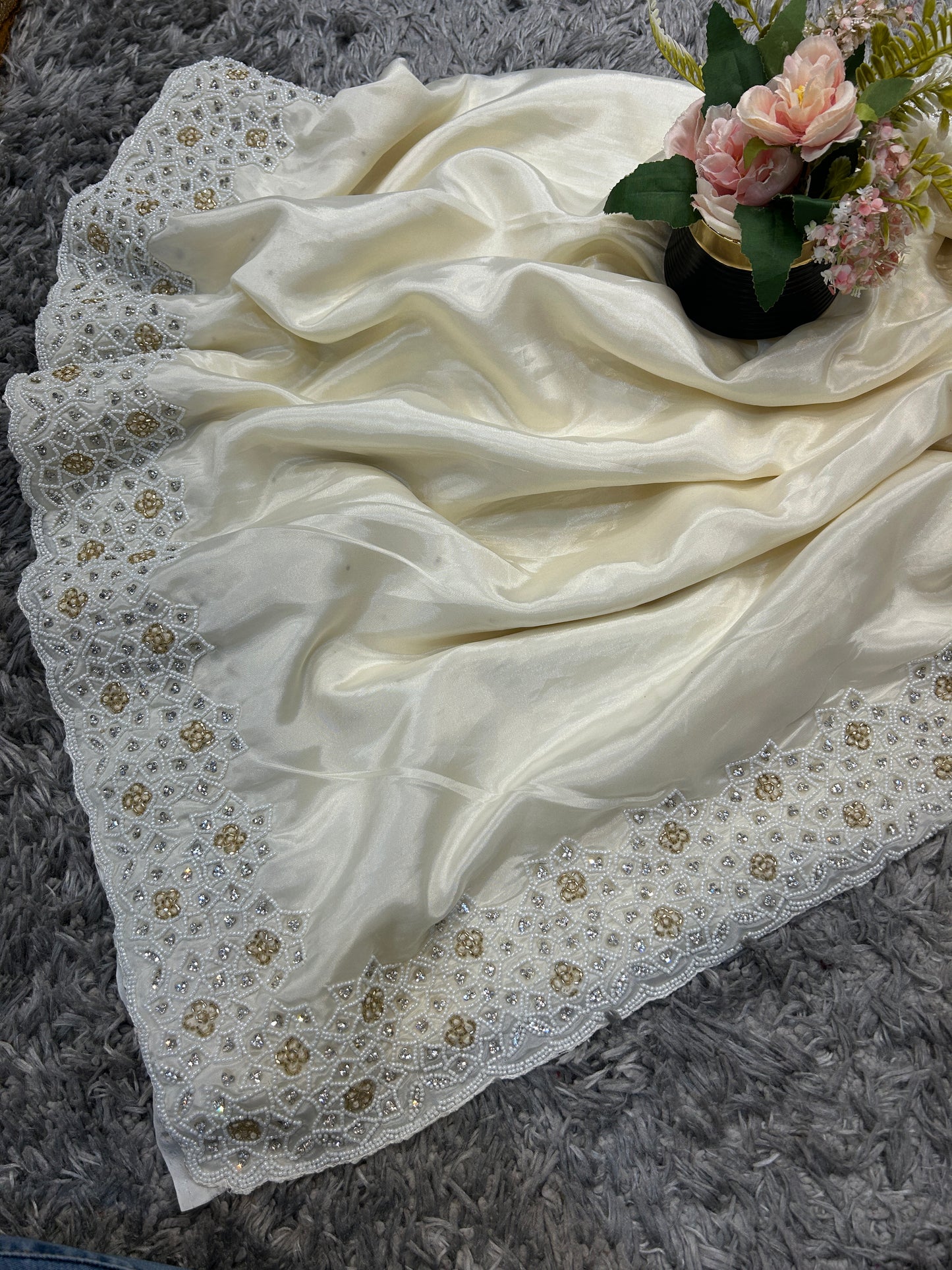 Pure HO Silk with Handcrafted Moti Work