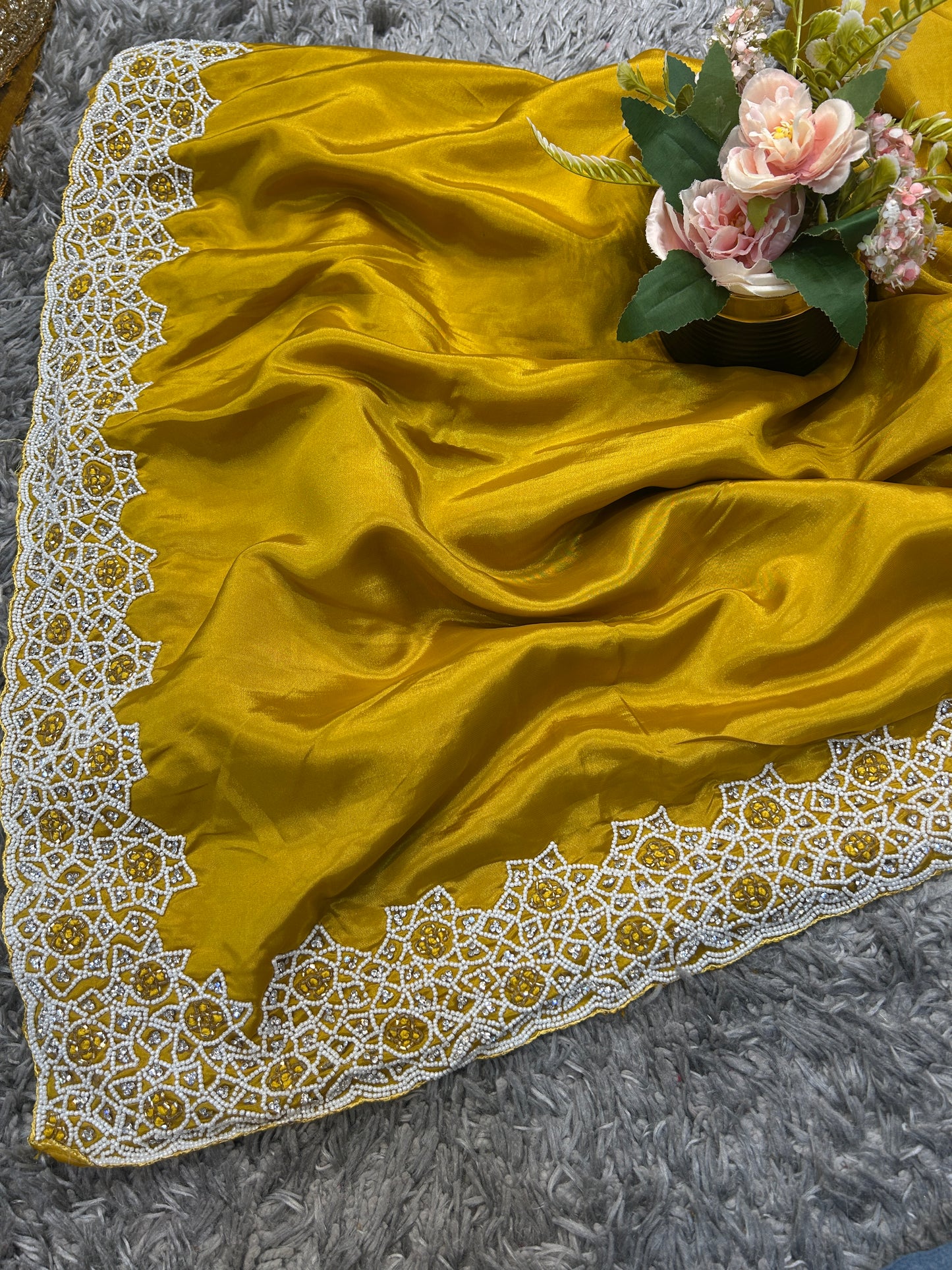 Pure HO Silk with Handcrafted Moti Work