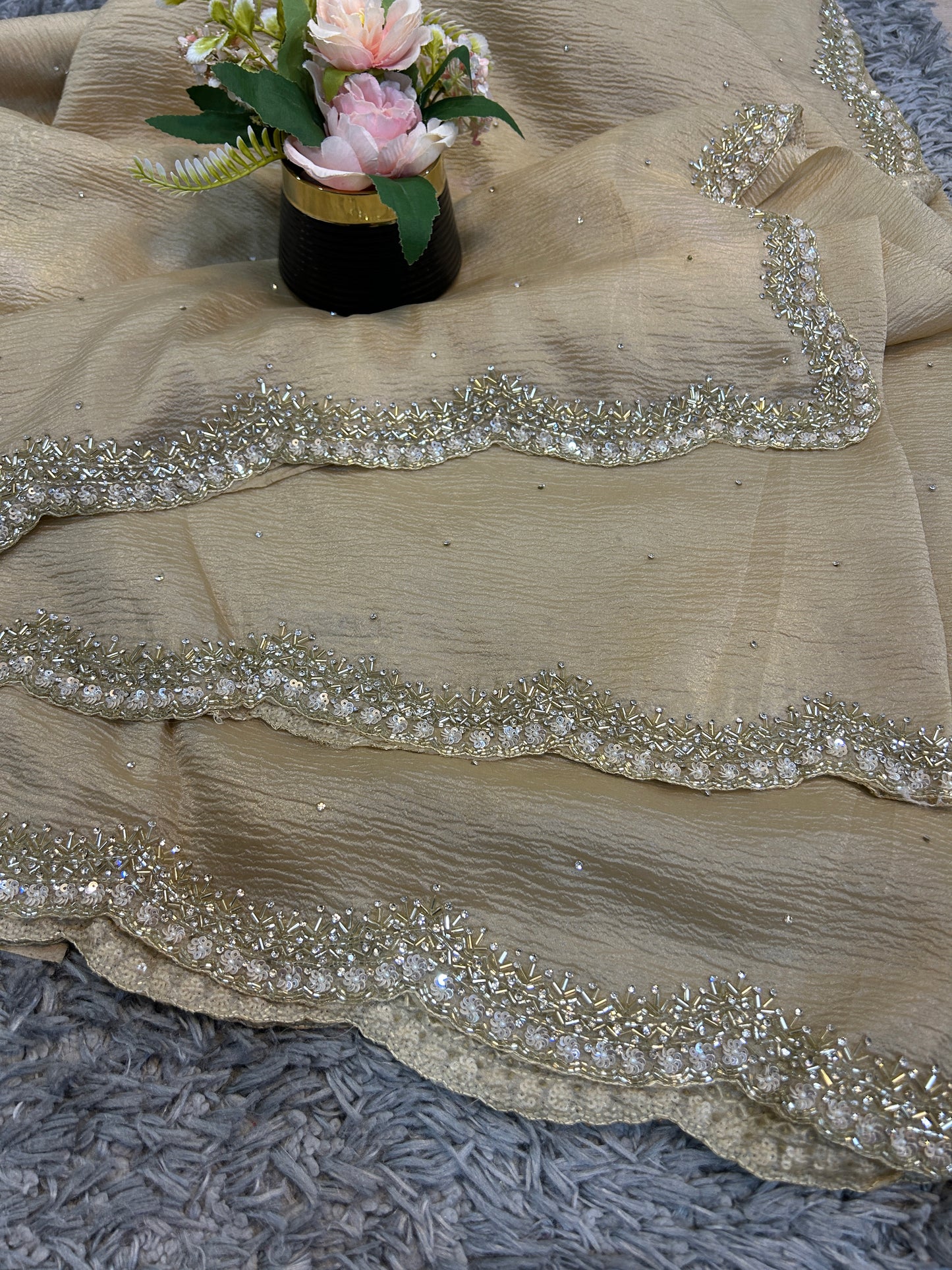 Sneha Crush Tissue Saree – Lightweight Glamour in Every Fold