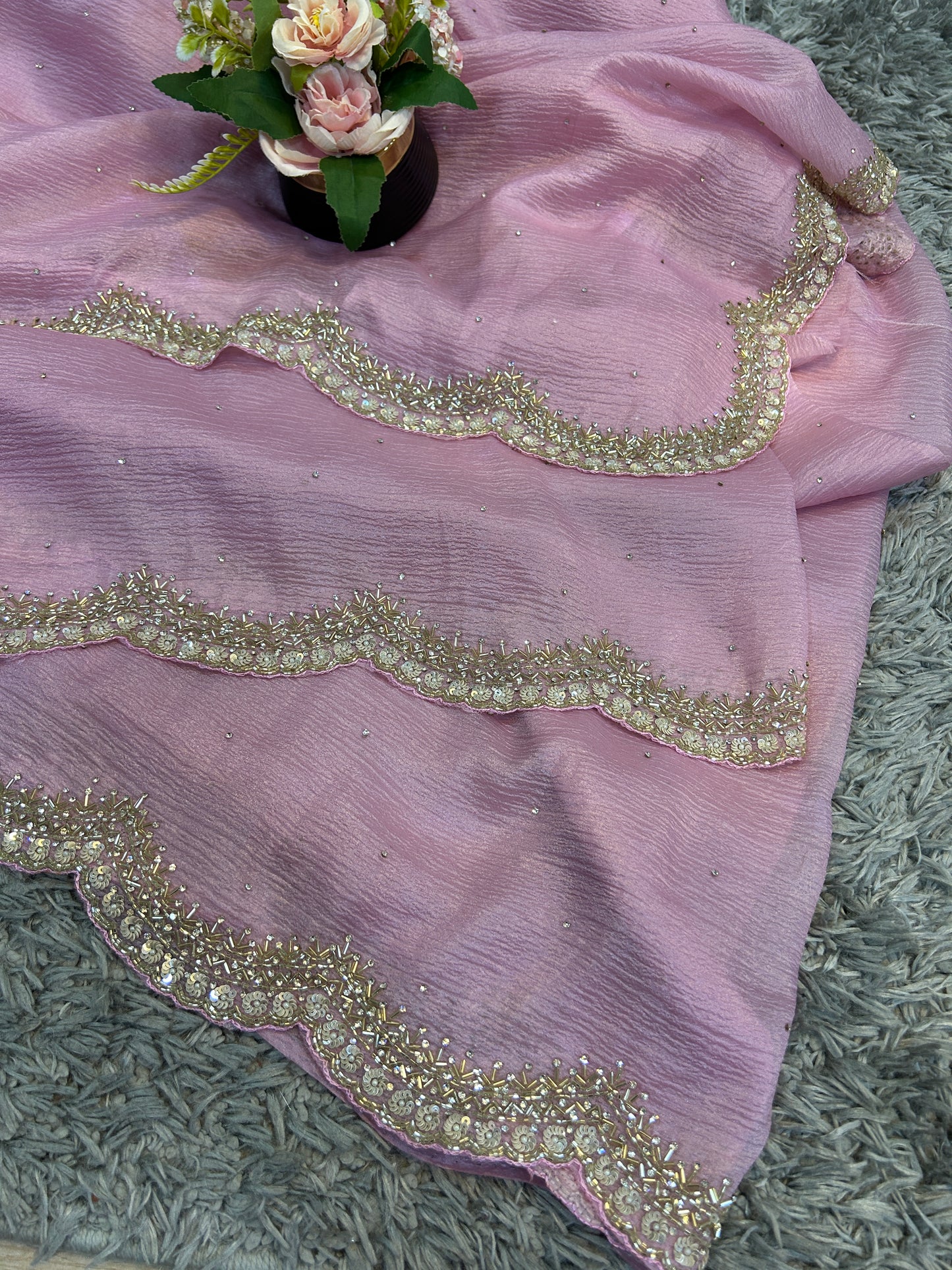 Sneha Crush Tissue Saree – Lightweight Glamour in Every Fold