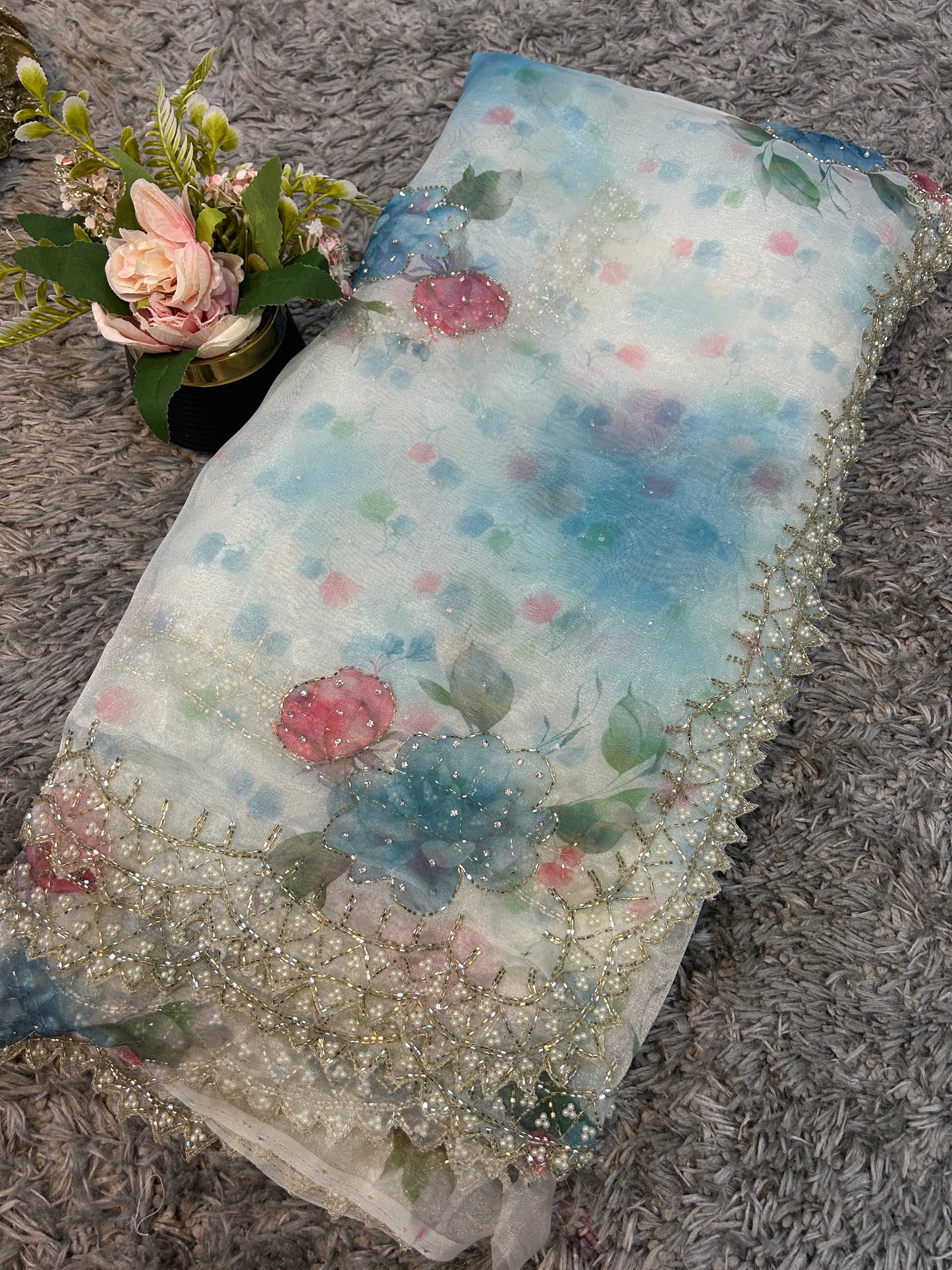 Priti Digital Print Tissue Organza Sarees