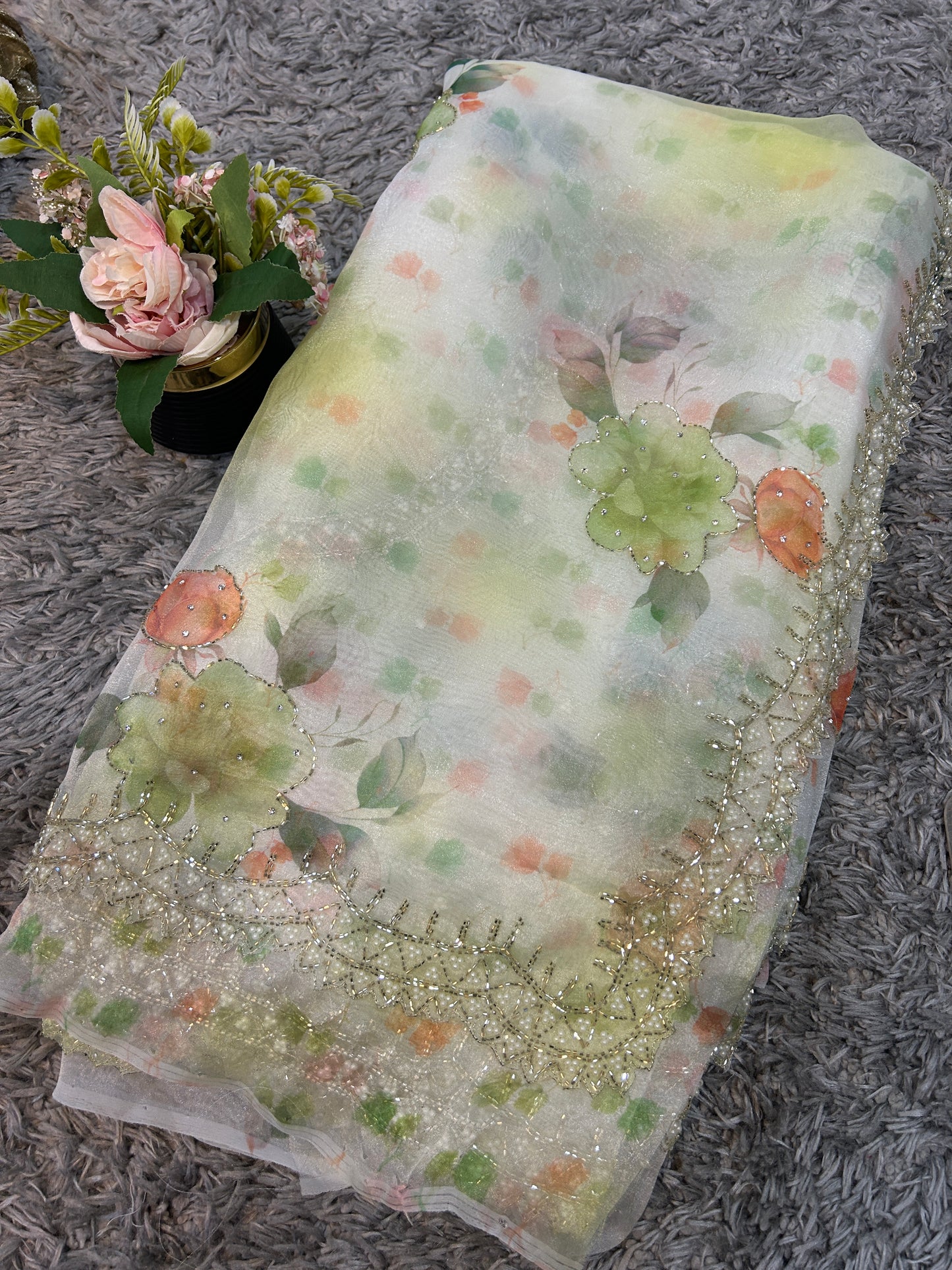 Priti Digital Print Tissue Organza Sarees