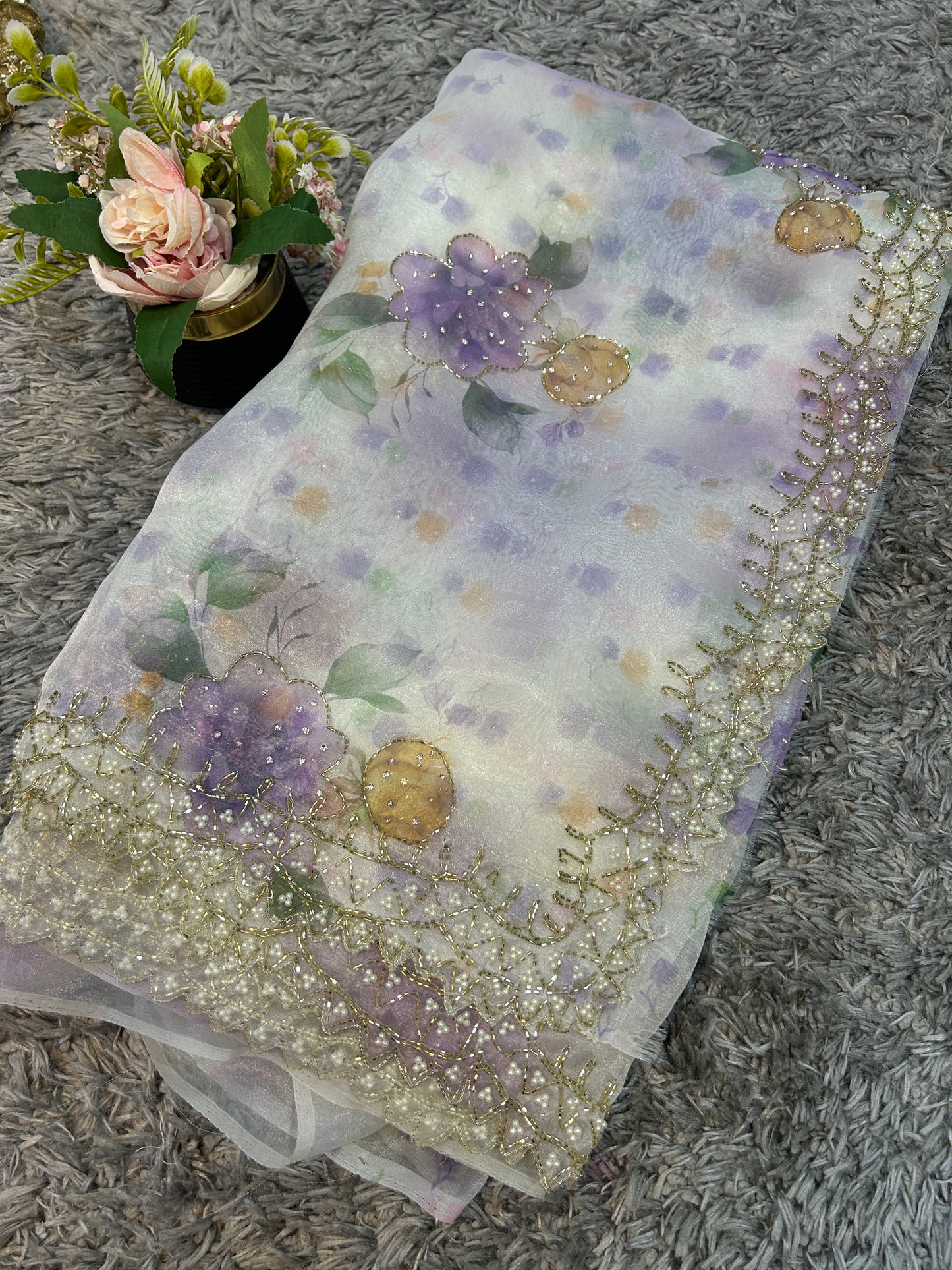 Priti Digital Print Tissue Organza Sarees