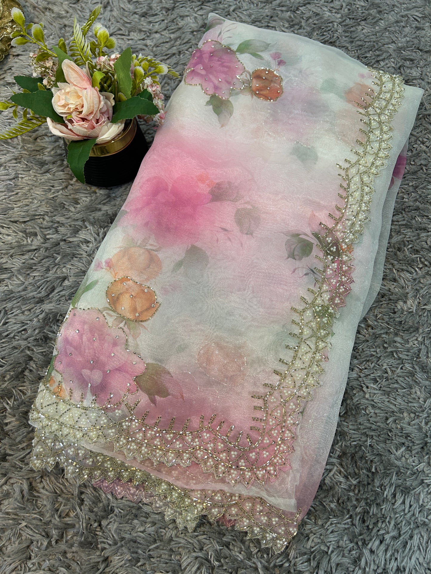 Priti Digital Print Tissue Organza Sarees