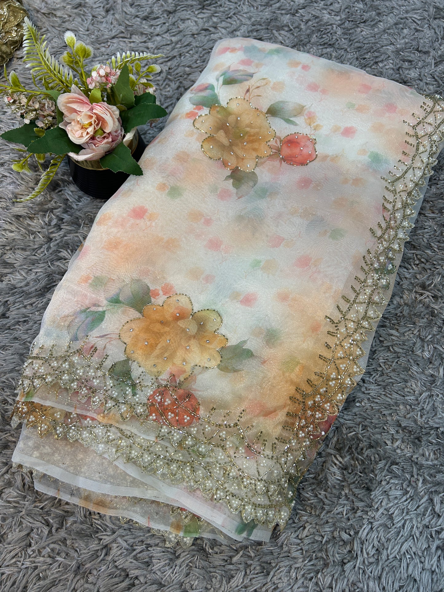 Priti Digital Print Tissue Organza Sarees