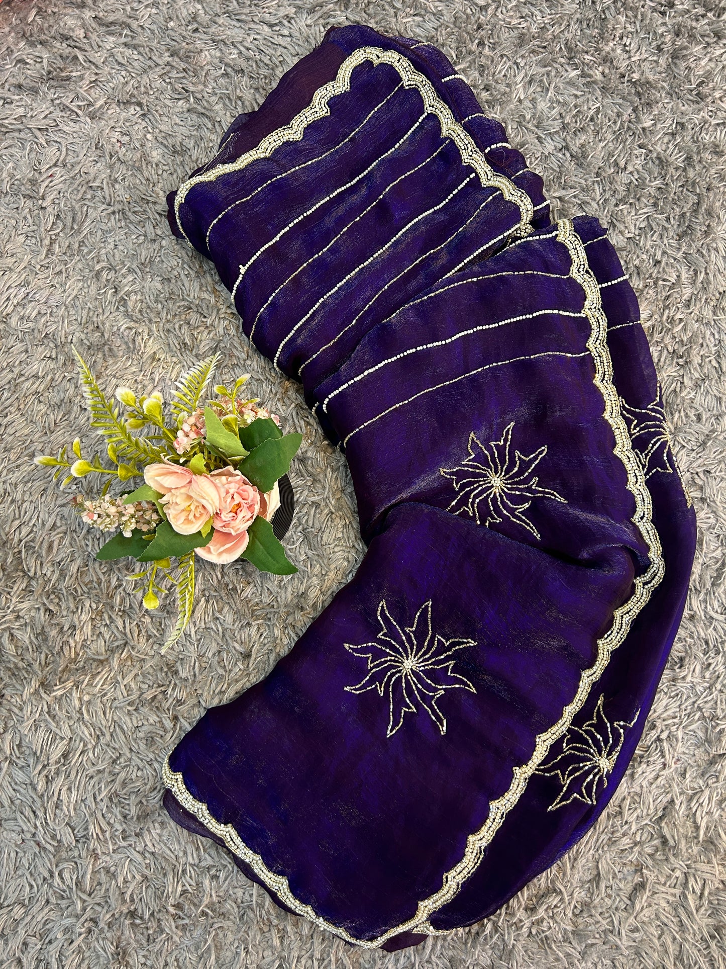 Pihu Velvet Satin Saree – Rich Satin Finish, Hand-Elegance