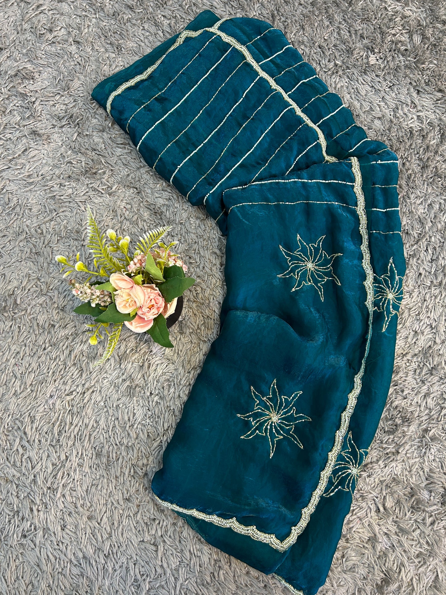 Pihu Velvet Satin Saree – Rich Satin Finish, Hand-Elegance