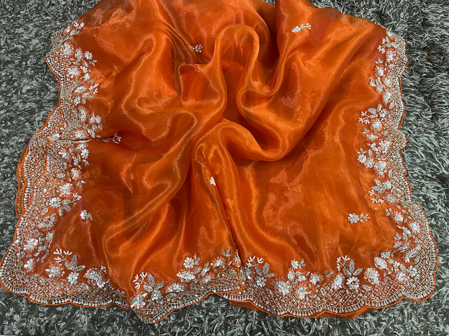 Hand worked Tissue Organza sarees fully stitched without stone work