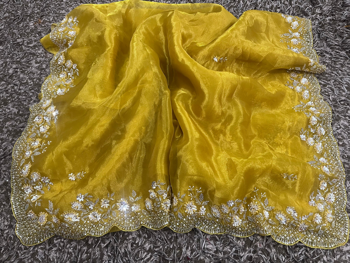 Hand worked Tissue Organza sarees fully stitched without stone work