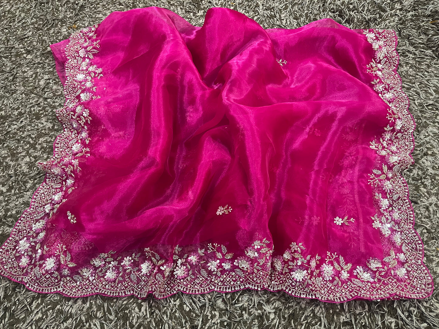 Hand worked Tissue Organza sarees fully stitched without stone work