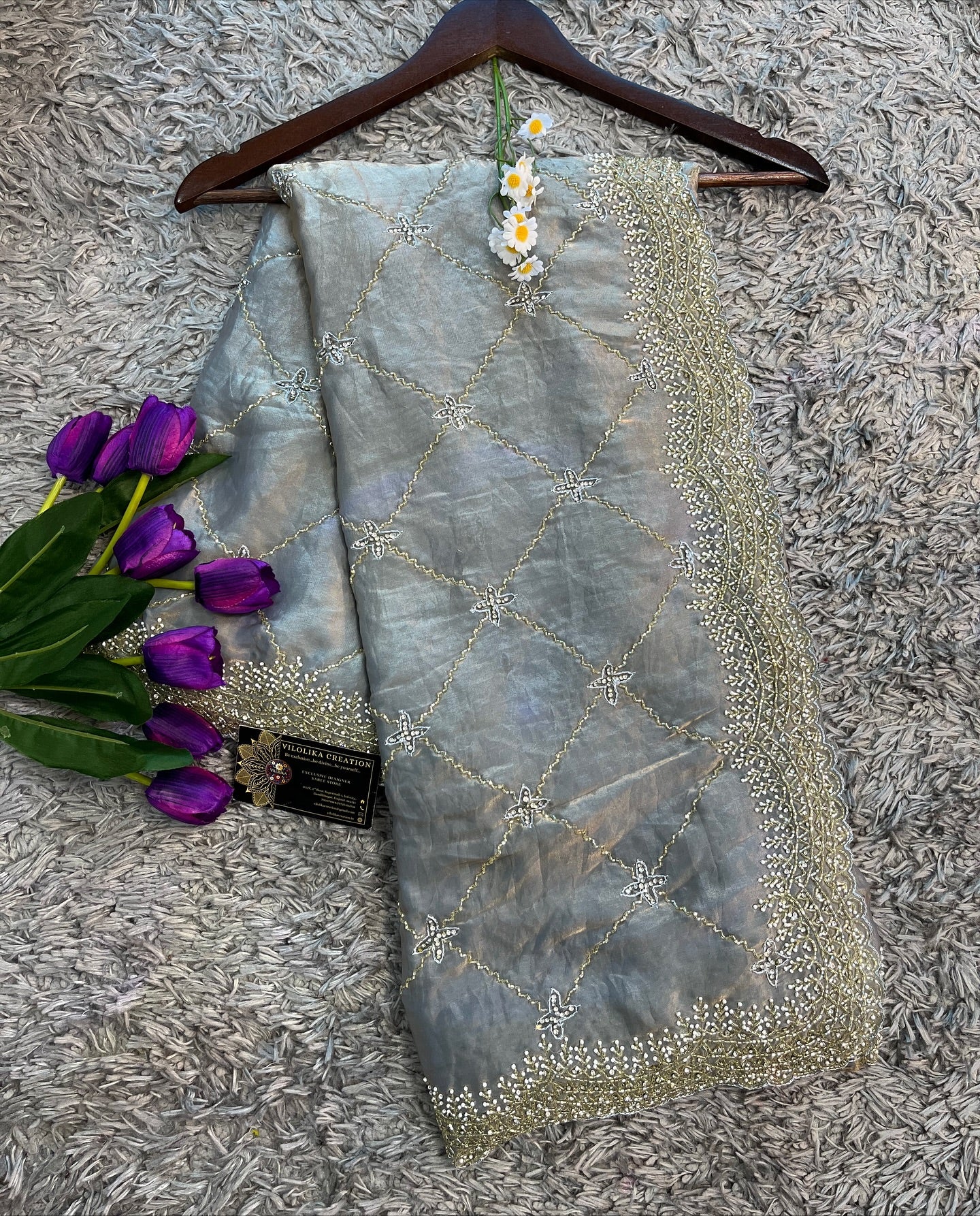 Dilruba Handworked Premium Fendy Satin Saree