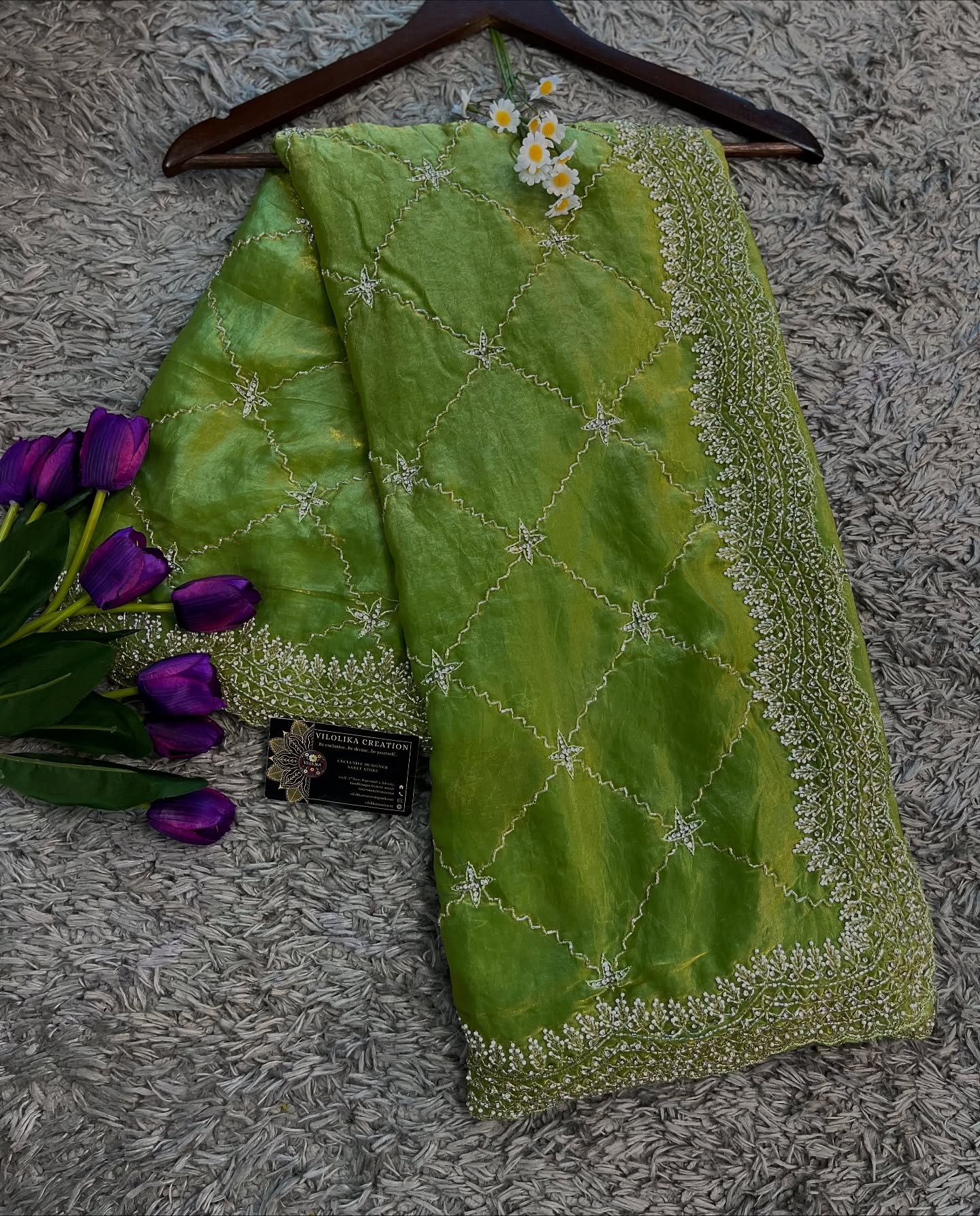 Dilruba Handworked Premium Fendy Satin Saree