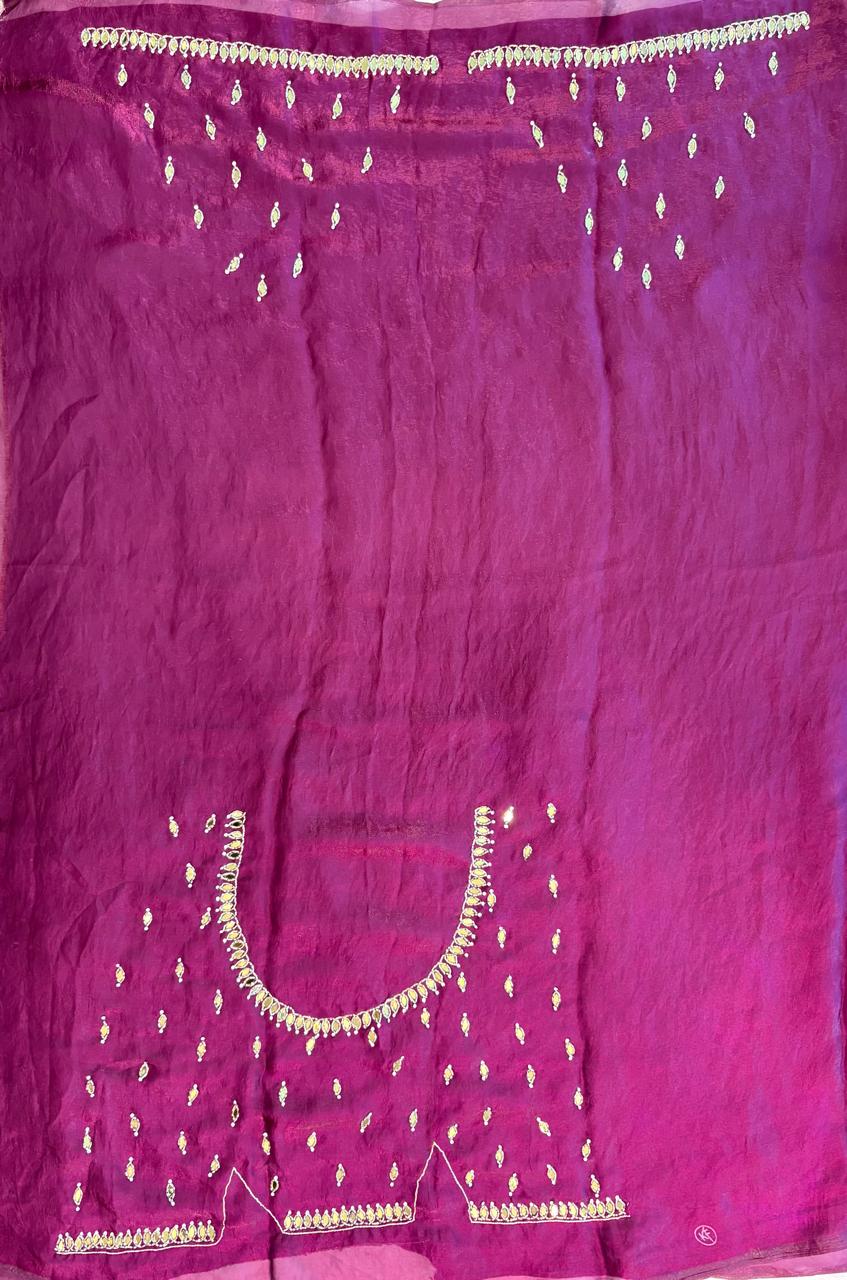 Kajal Fendy Satin Saree with Real Mirror, Cutdana & Zircon Stone Work