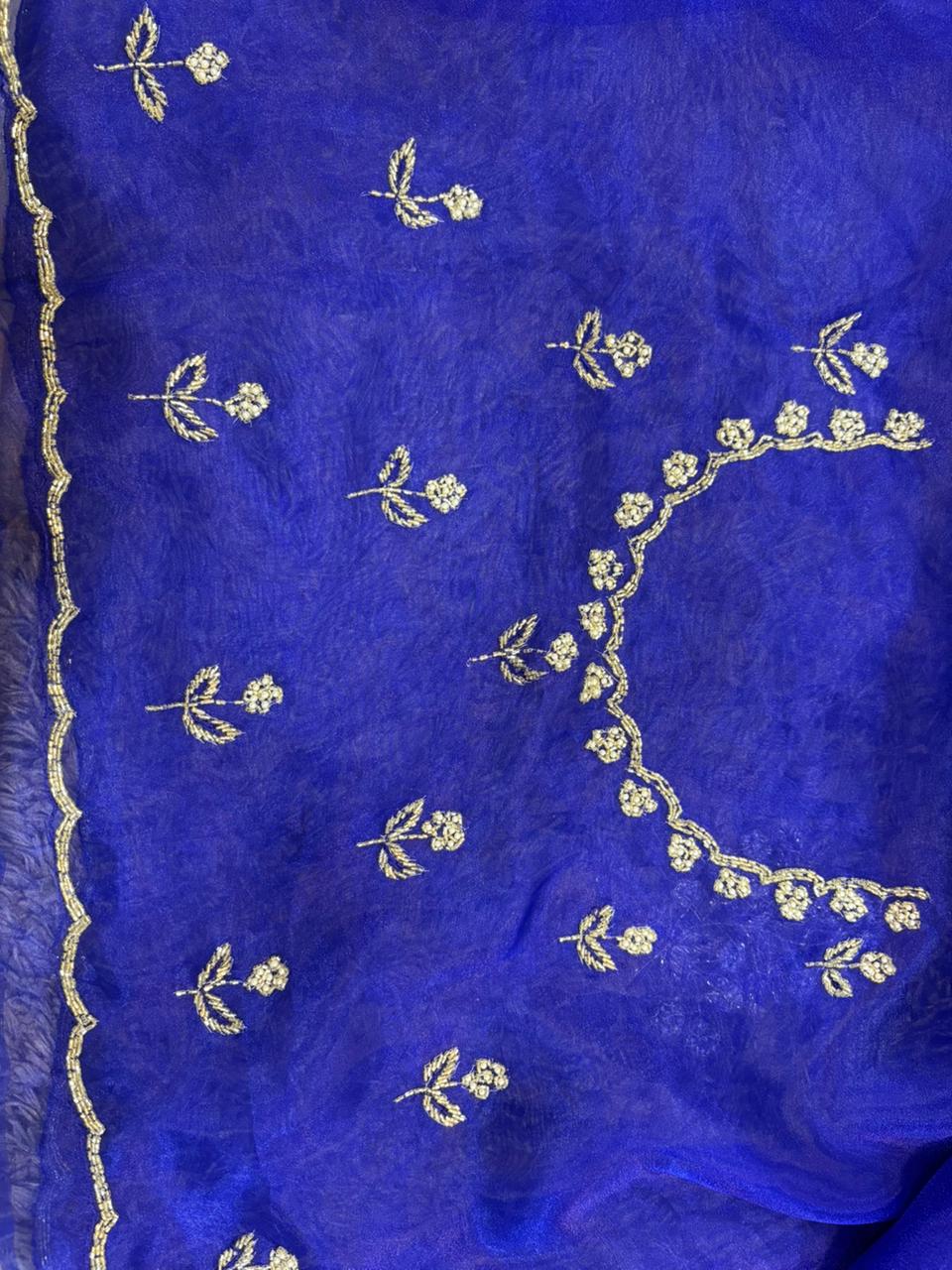 Star tissue organza sarees in big flower motif