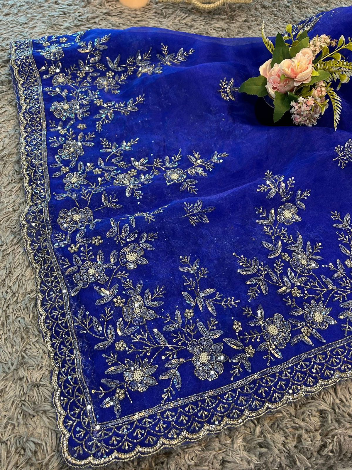 Rajrani Tissue Organza Saree – Regal Handcrafted Grandeur