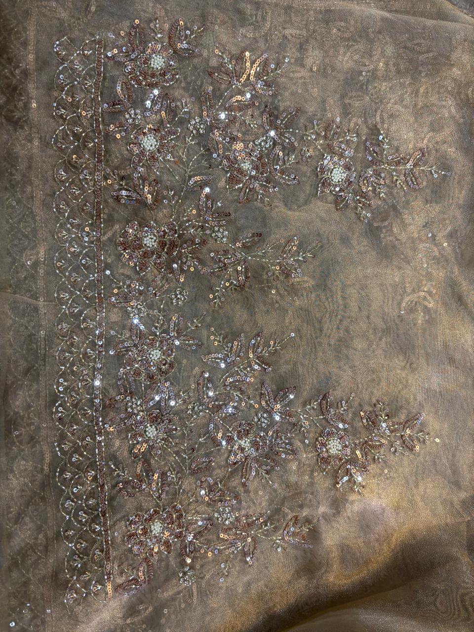 Rajrani Tissue Organza Saree – Regal Handcrafted Grandeur