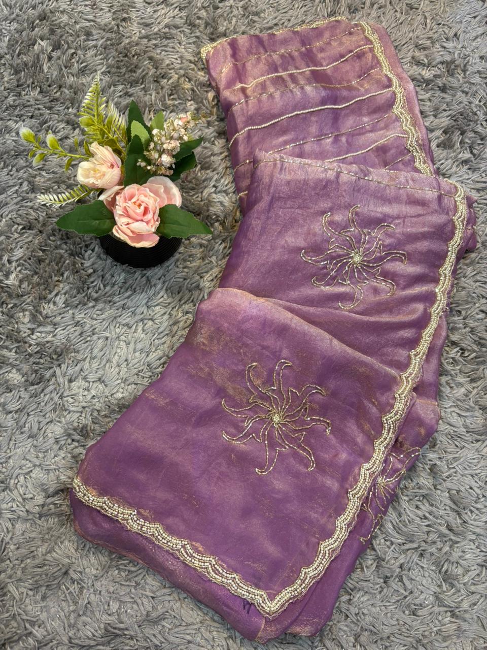 Pihu Velvet Satin Saree – Rich Satin Finish, Hand-Elegance