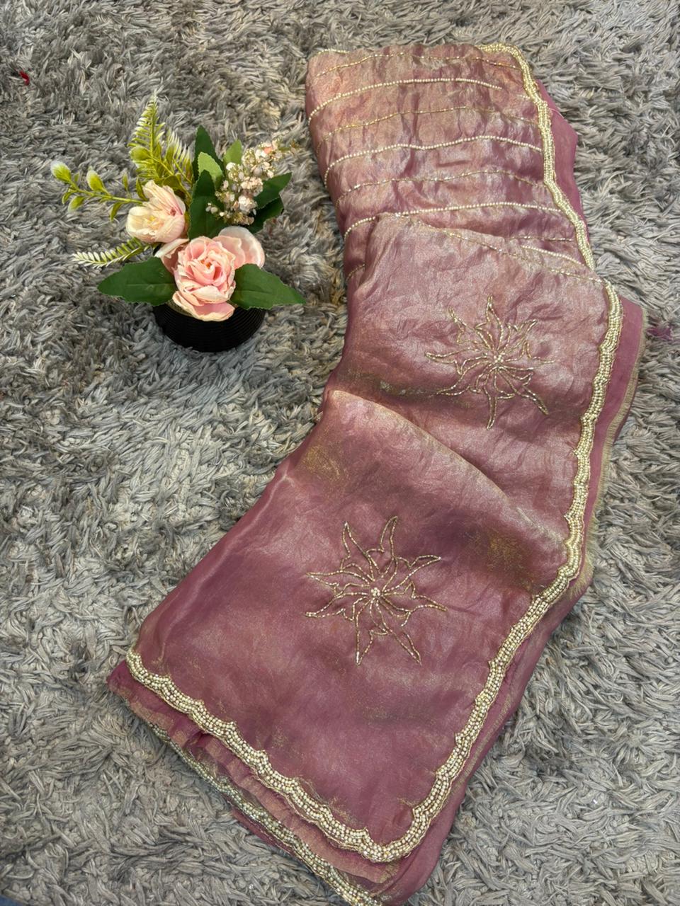 Pihu Velvet Satin Saree – Rich Satin Finish, Hand-Elegance