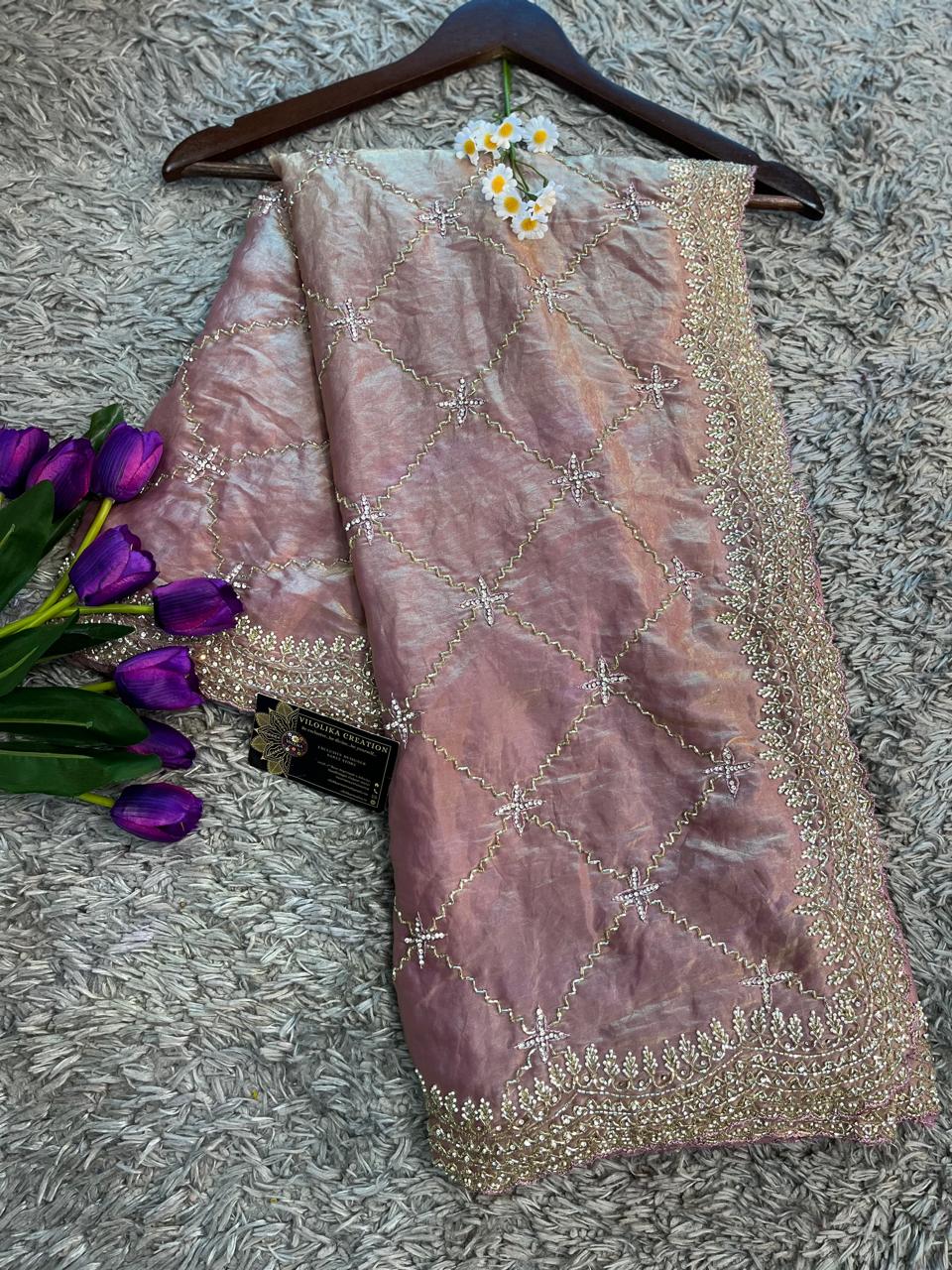 Dilruba Handworked Premium Fendy Satin Saree
