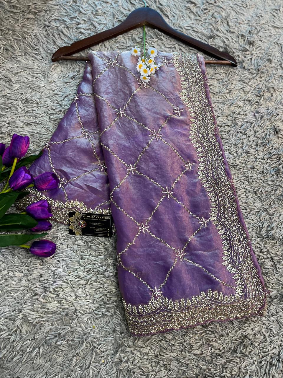 Dilruba Handworked Premium Fendy Satin Saree