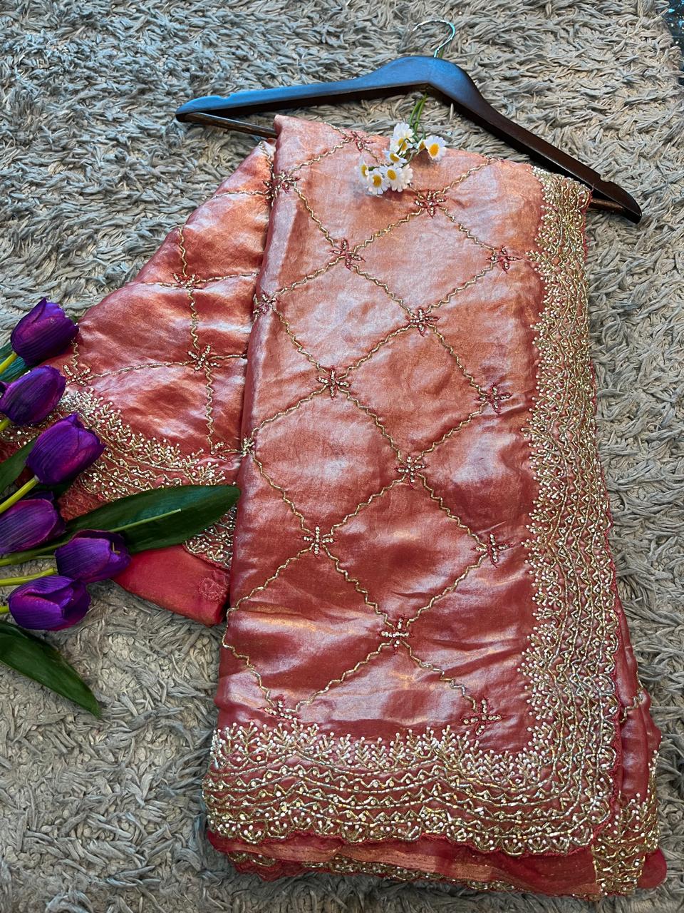 Dilruba Handworked Premium Fendy Satin Saree