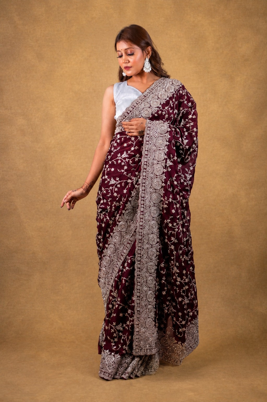 Jhalak Exclusive Designer Satin Saree