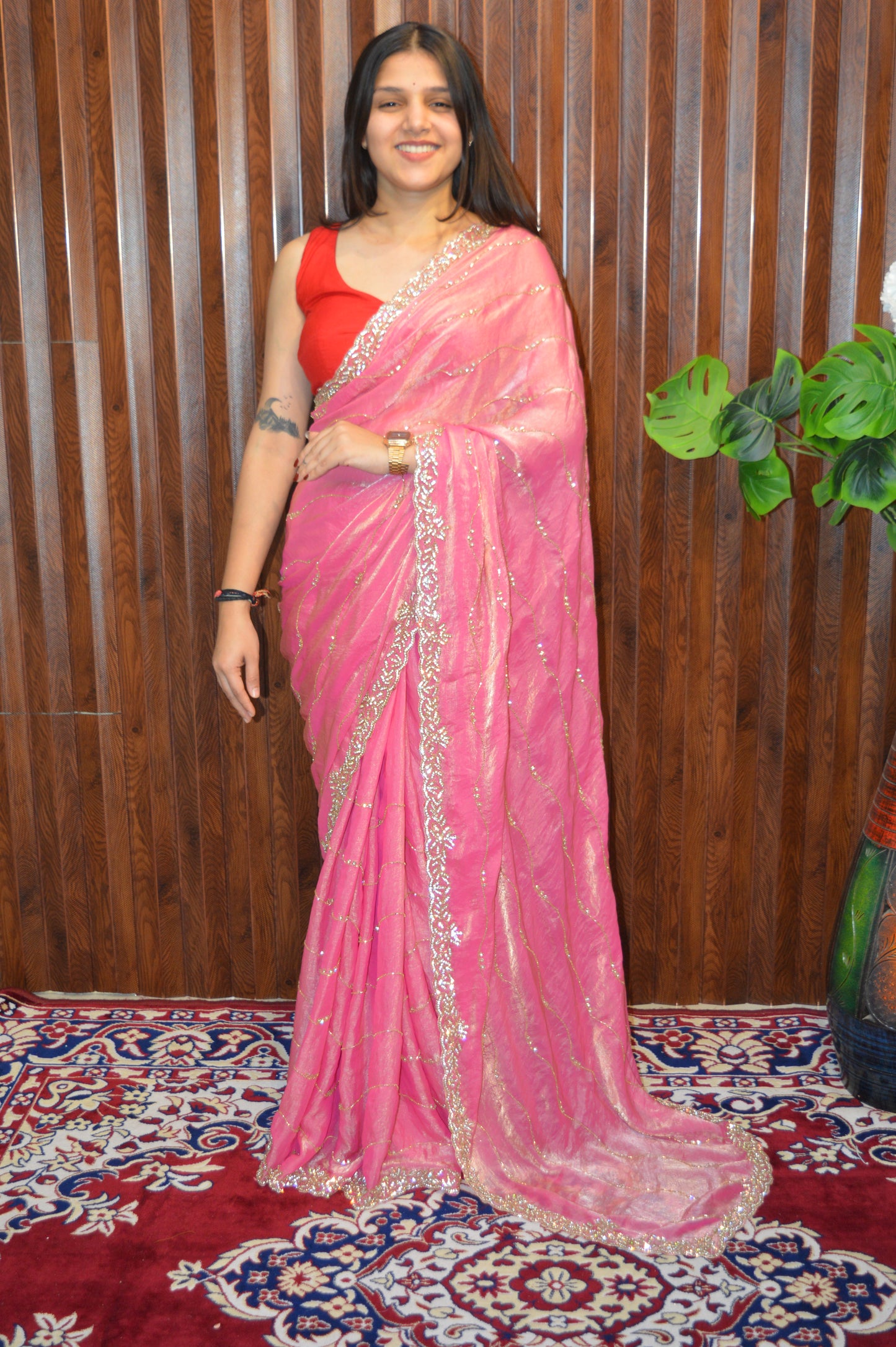 Chandni Velvet Satin Saree