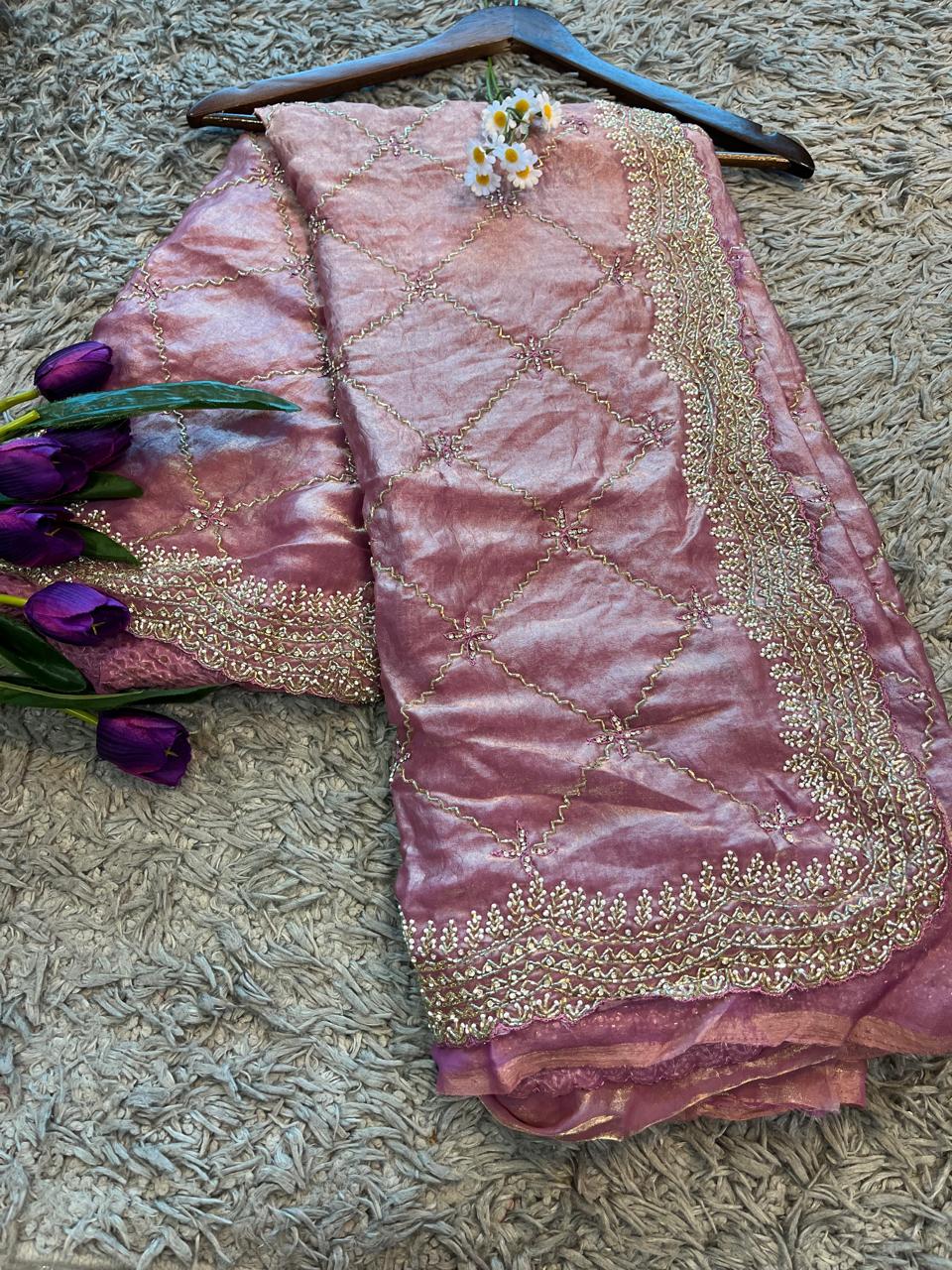 Dilruba Handworked Premium Fendy Satin Saree