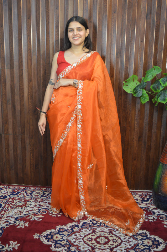 Kusum Tissue Organza Saree – Delicate Blossoms of Elegance