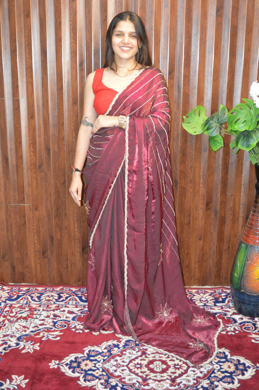 Pihu Velvet Satin Saree – Rich Satin Finish, Hand-Elegance