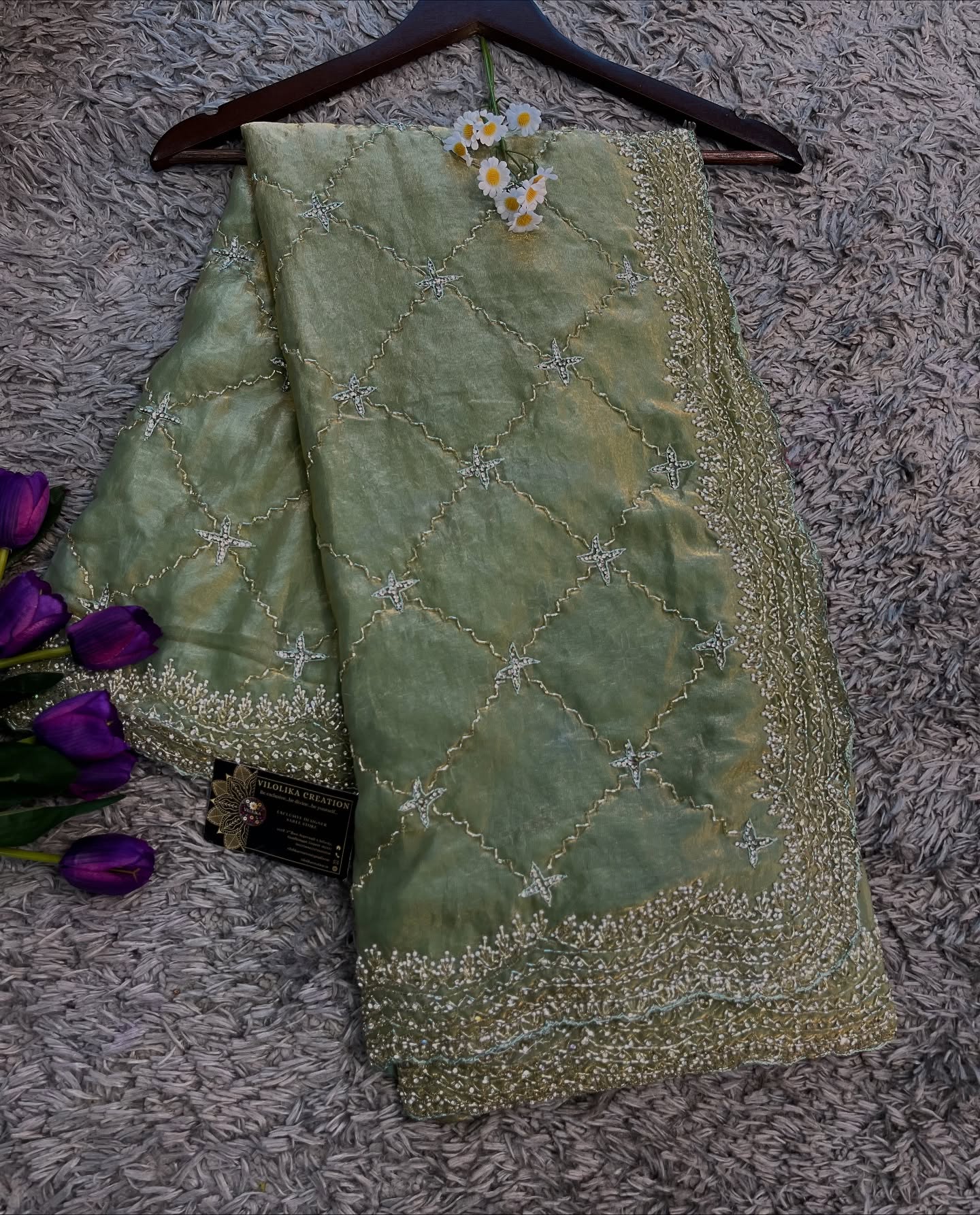 Dilruba Handworked Premium Fendy Satin Saree