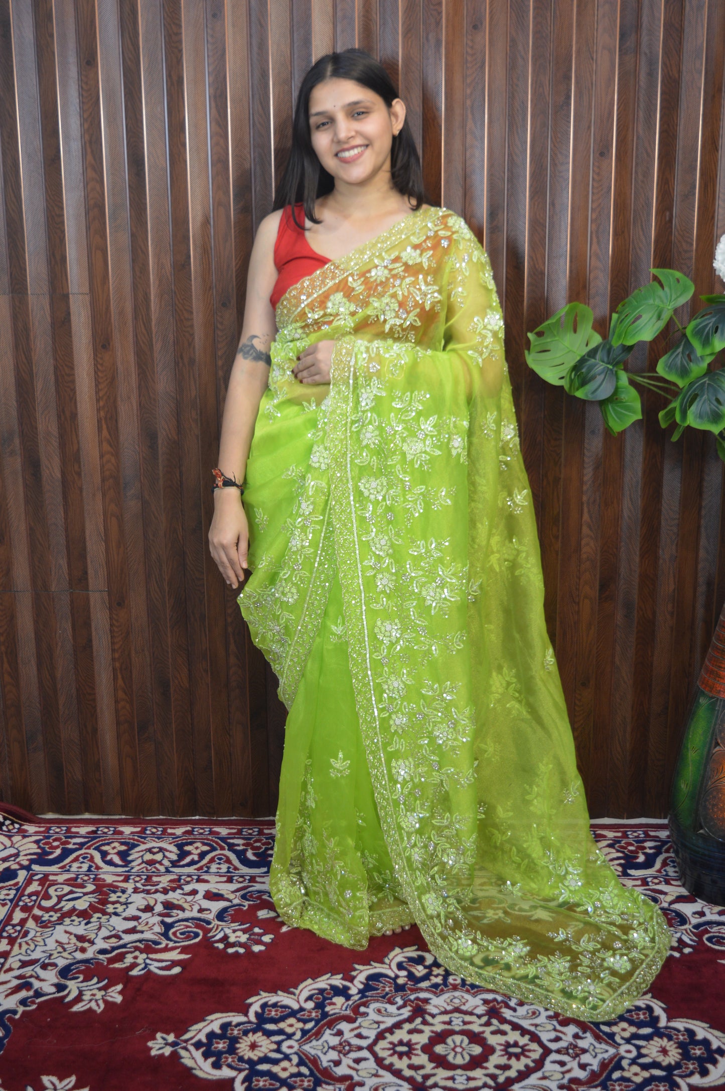 Rajrani Tissue Organza Saree – Regal Handcrafted Grandeur