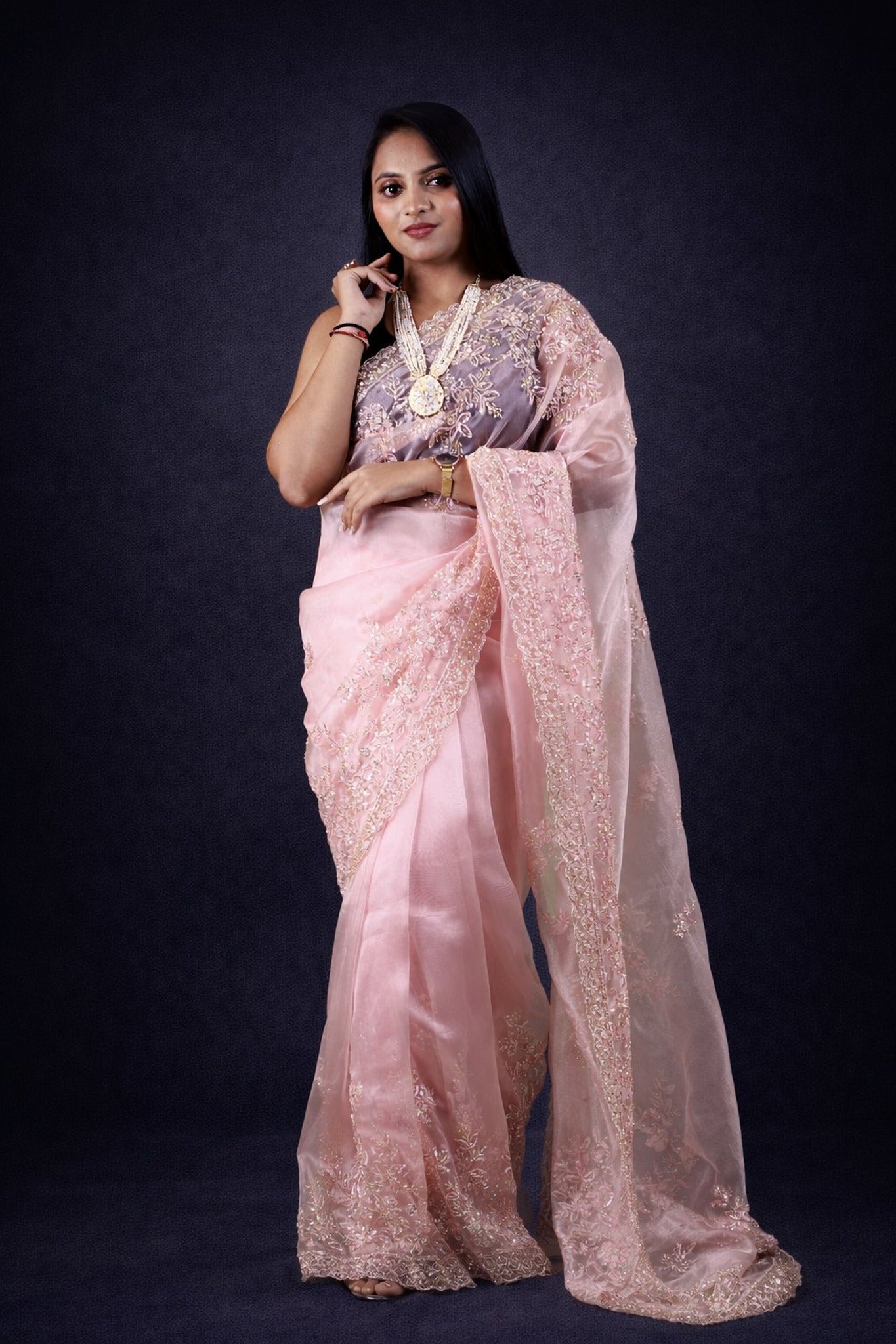 Rajrani Tissue Organza Saree – Regal Handcrafted Grandeur