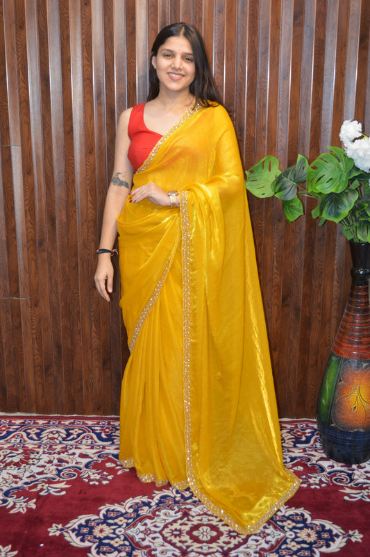 Vika Velvet Satin Saree