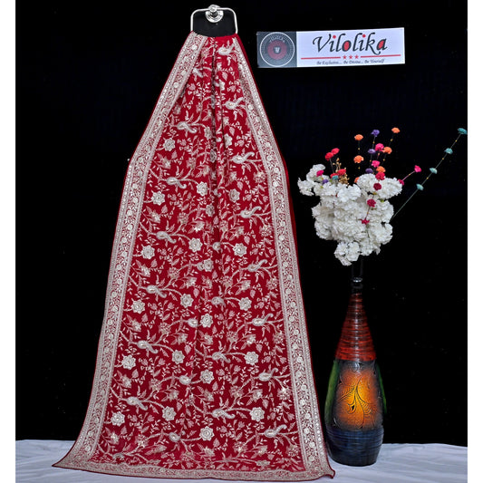 Exclusive Designer Georgette saree with beautiful embroidery work and crafted with metallic sequin and stones